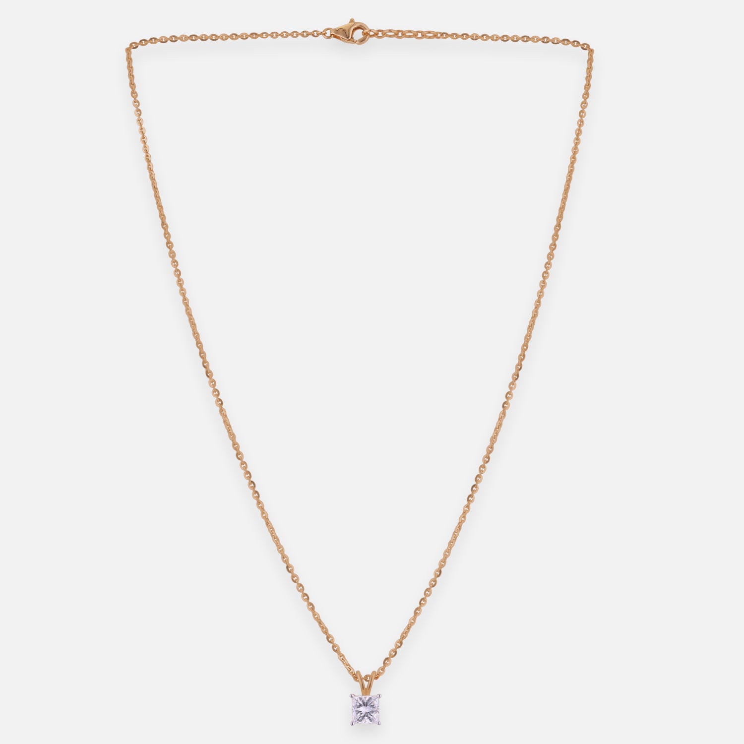Lab Grown 1.06 Carat Princess Cut Diamond Solitaire Chain Pendant in 18 Karat Gold | SKU : 0005154425