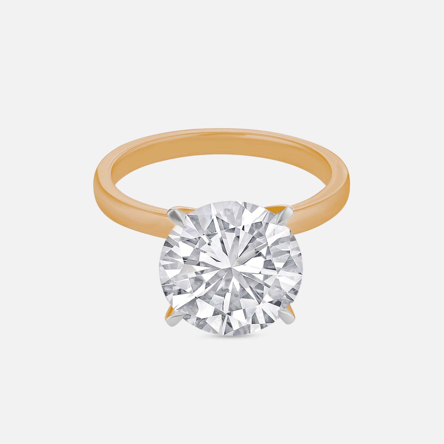 Lab Grown 5.010 Carat Round Cut Diamond Ring in 18 Karat Yellow Gold | SKU : 0005160495