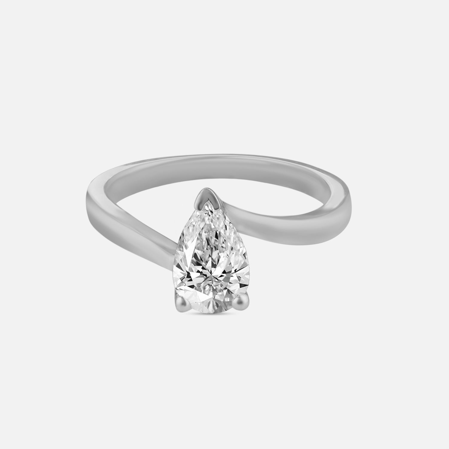 Lab Grown 1.070 Carat Pear Cut Diamond Ring in 18 Karat White Gold | SKU : 0005167685