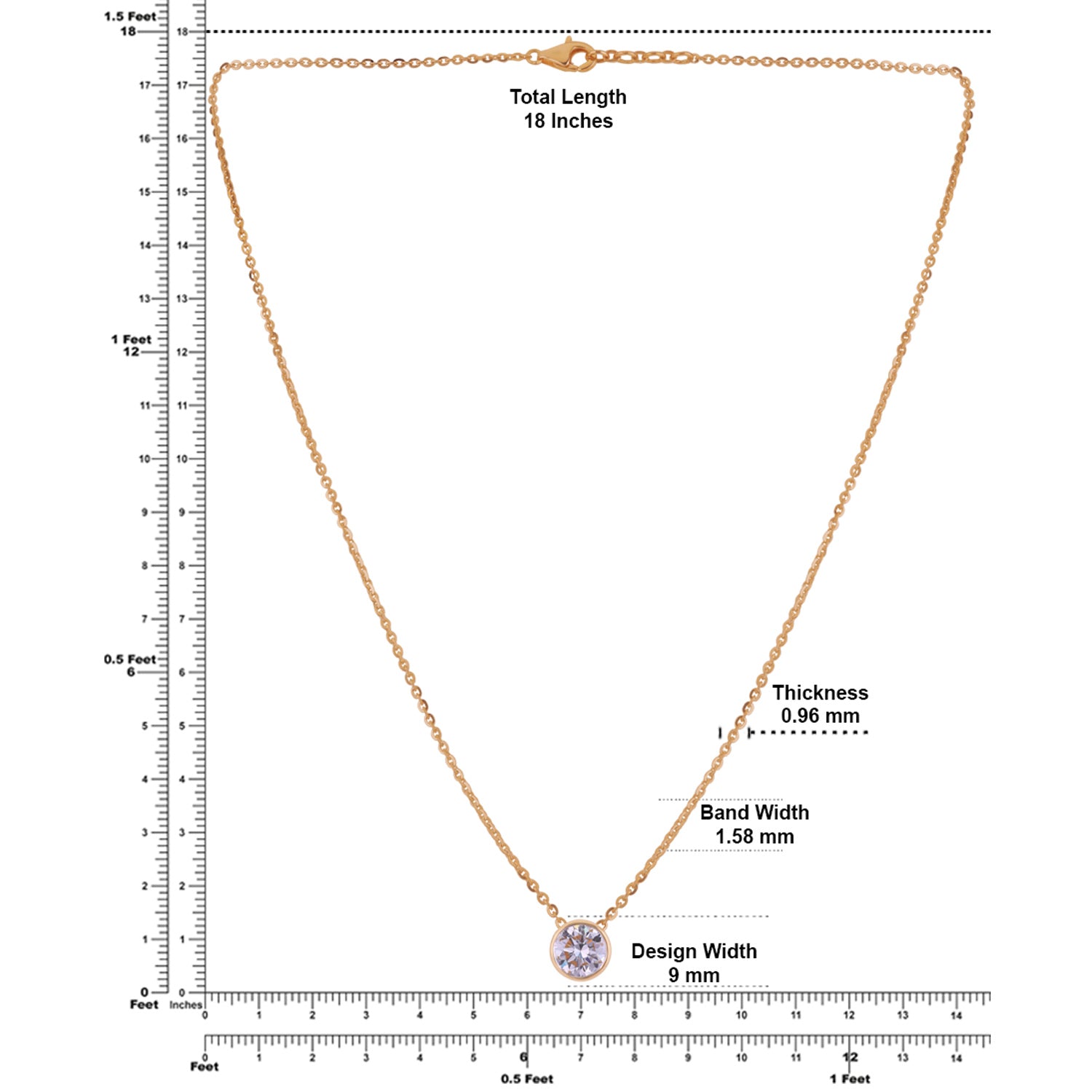 Lab Grown 2.020 Carat Round Brilliant Diamond Bezel Set Chain Pendant in 18 Karat Gold | SKU : 0005171033
