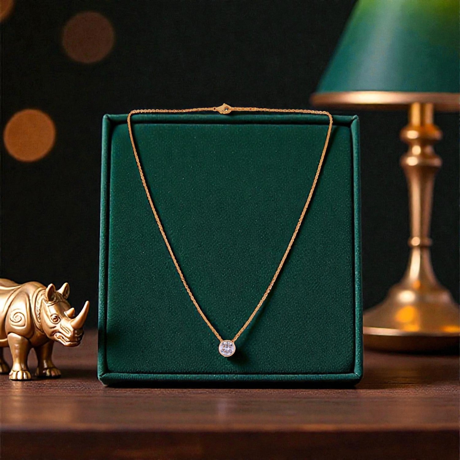 Lab Grown 2.00 Carat Round Brilliant Diamond Bezel Set Chain Pendant in 18 Karat Gold | SKU : 0005171040