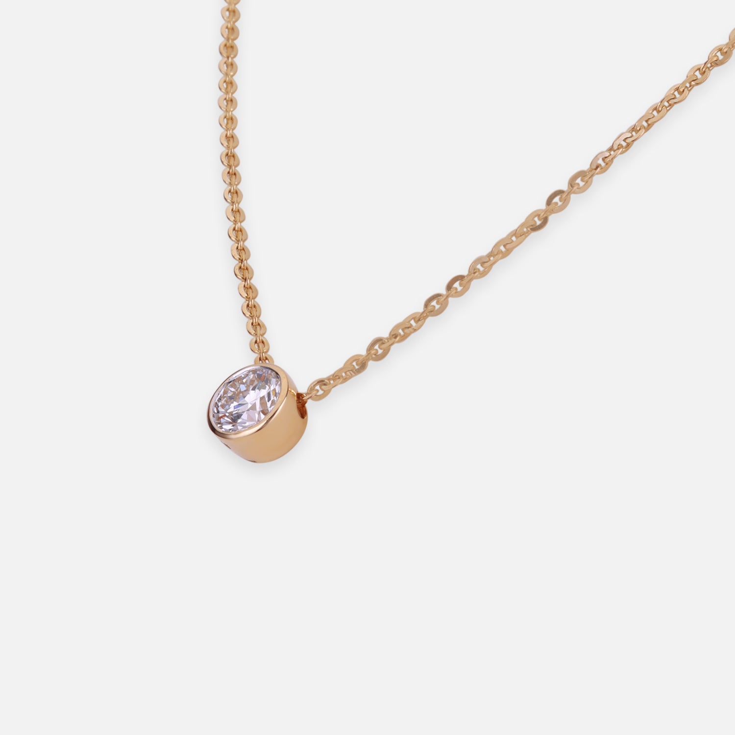 Lab Grown 2.00 Carat Round Brilliant Diamond Bezel Set Chain Pendant in 18 Karat Gold | SKU : 0005171040