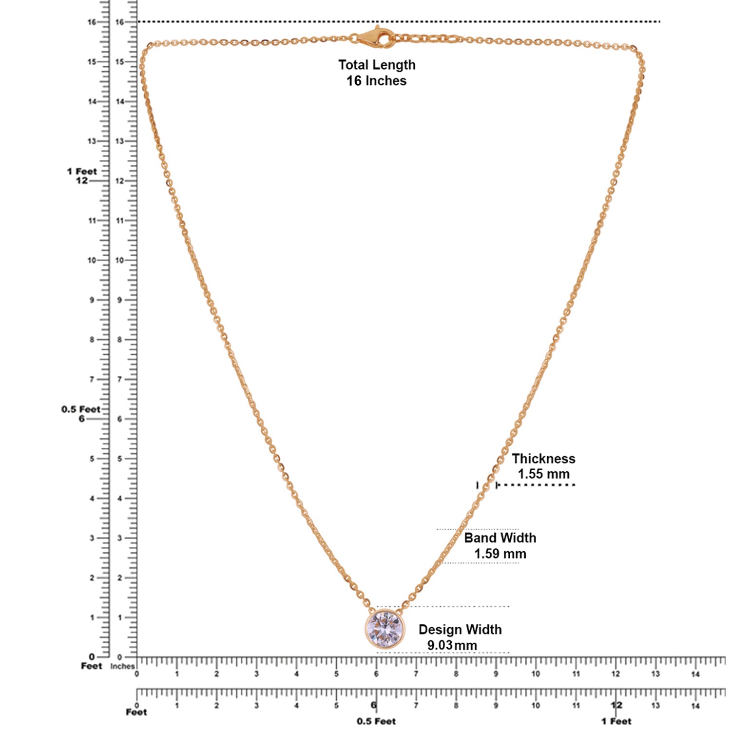 Lab Grown 2.00 Carat Round Brilliant Diamond Bezel Set Chain Pendant in 18 Karat Gold | SKU : 0005171040