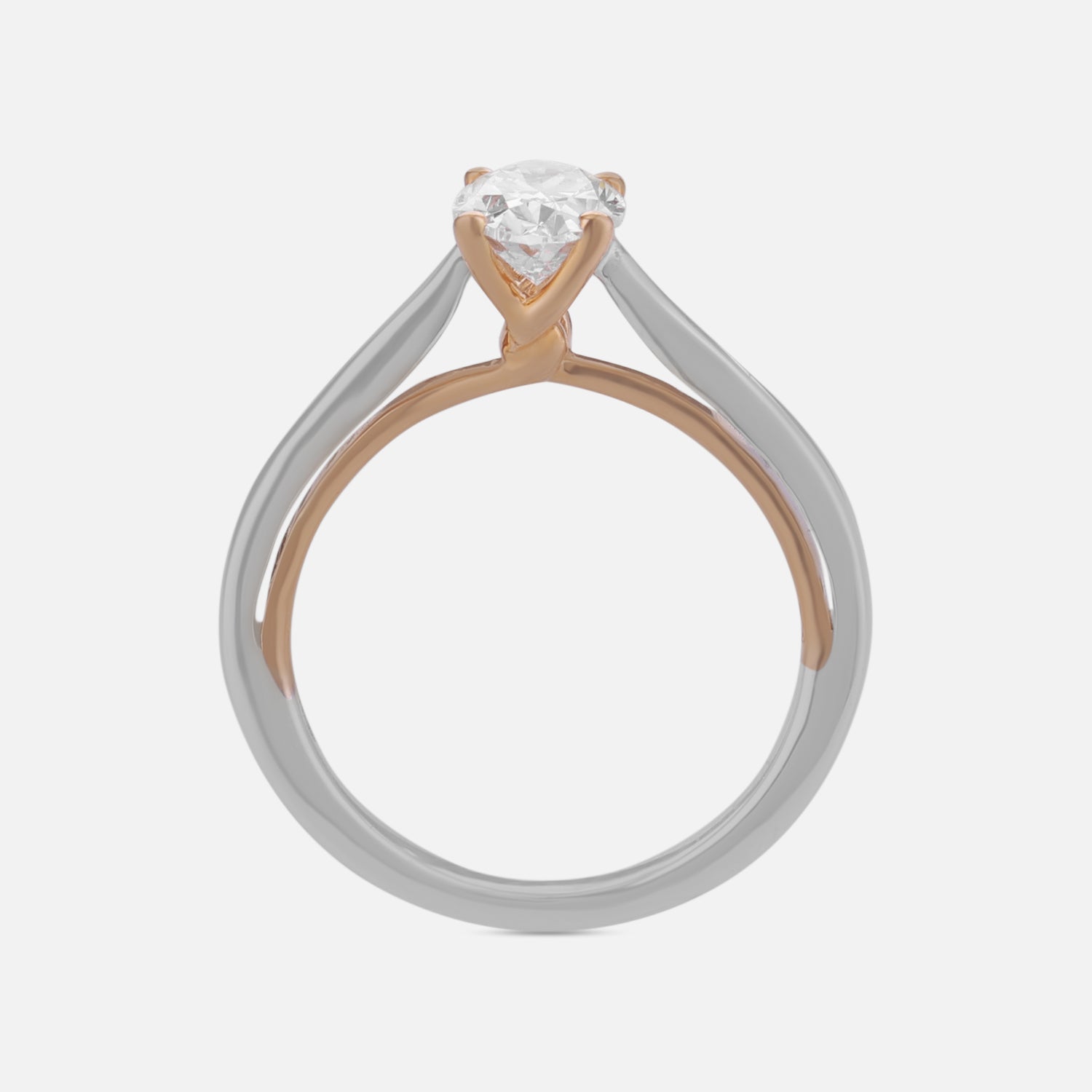 Lab Grown 0.960 Carat Oval Cut Solitaire Ring in 18 Karat White & Rose Gold Jewellery | SKU : 0005174096