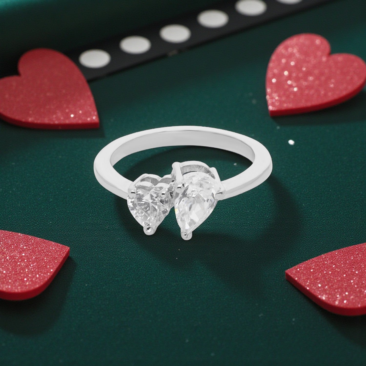 Sterling Silver Twin Pear Ring — Valentine Collection | SKU : 0005682287, 0005682294, 0005682300, 0005682317, 0005682324, 0005682331, 0005682348, 0005682355, 0005682362, 0005682379, 0005682386, 0005682393, 0005682409, 0005682416, 0005682423