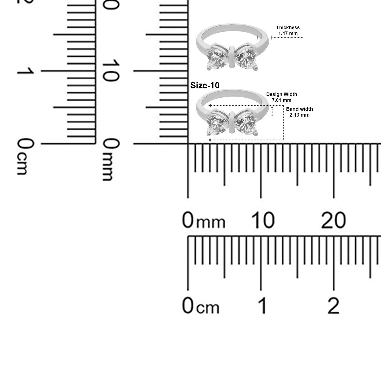 Sterling Silver Twin Heart Bow Ring — Valentine Collection | SKU: 0005682676, 0005682683, 0005682690, 0005682706, 0005682713, 0005682720, 0005682737