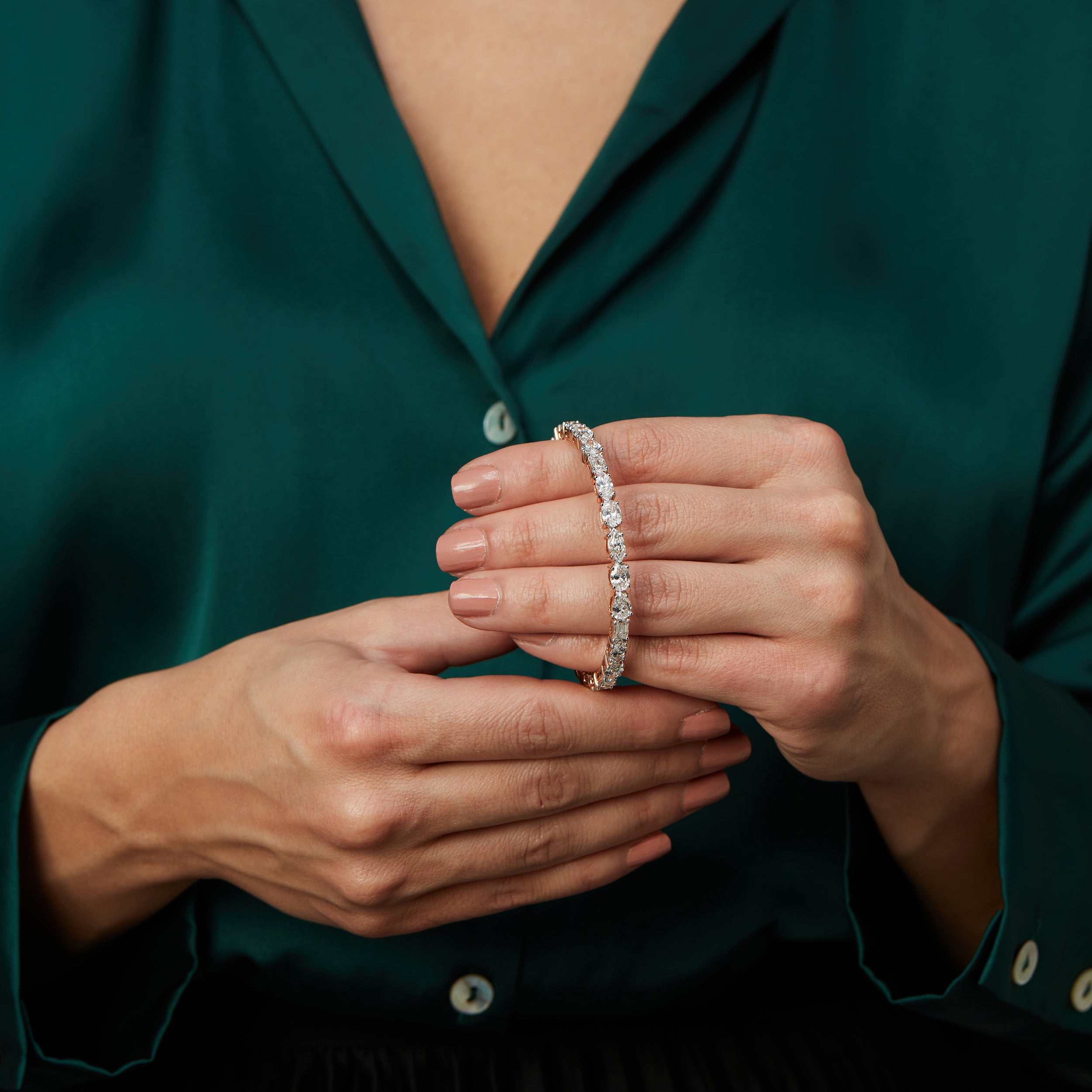 Marquise Emerald Pear & Oval Cut 14.59 Carat Gold Lab Grown Diamond Bracelet | SKU: 0019472737