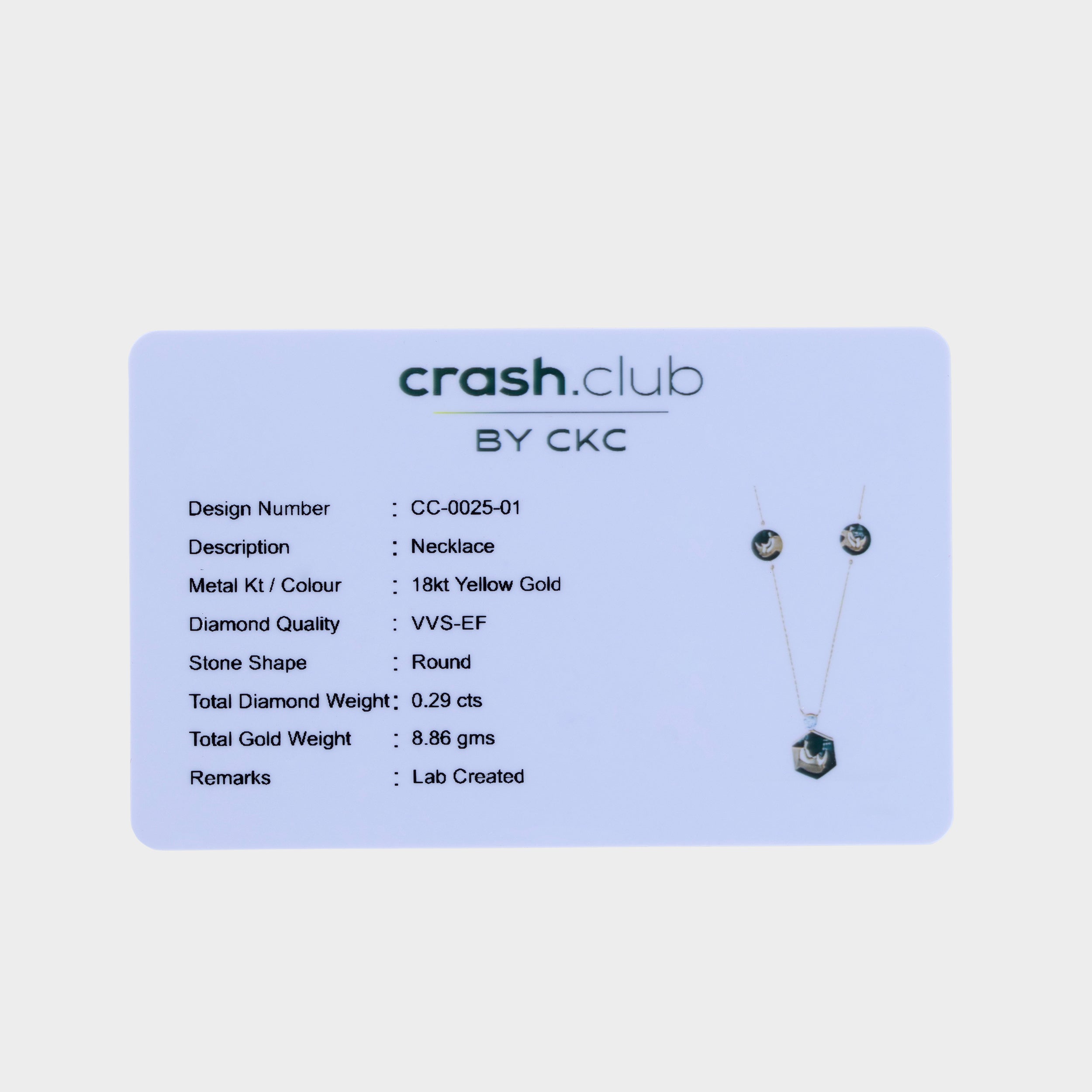 Round Brilliant 0.29 Carat Green Rhino Lab Grown Diamond Chain Pendant | SKU : 0019473475