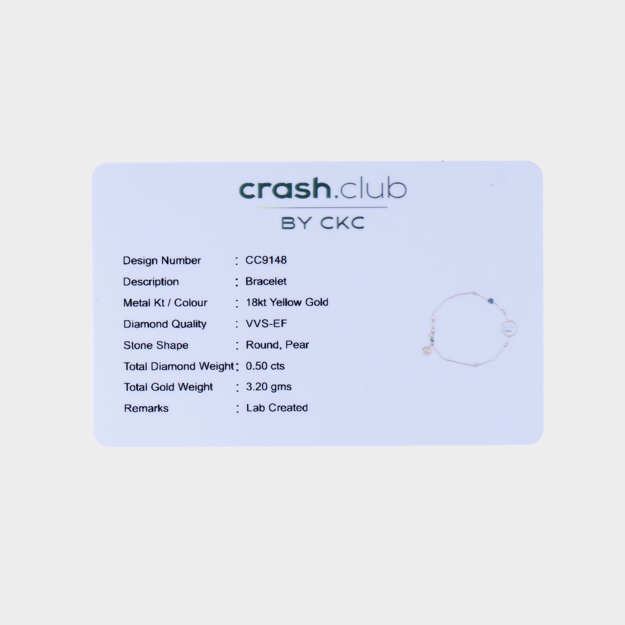 Pear & Round Brilliant 0.71 Carat Majestic Horn Lab Grown Diamond Bracelet | SKU: 0019473451