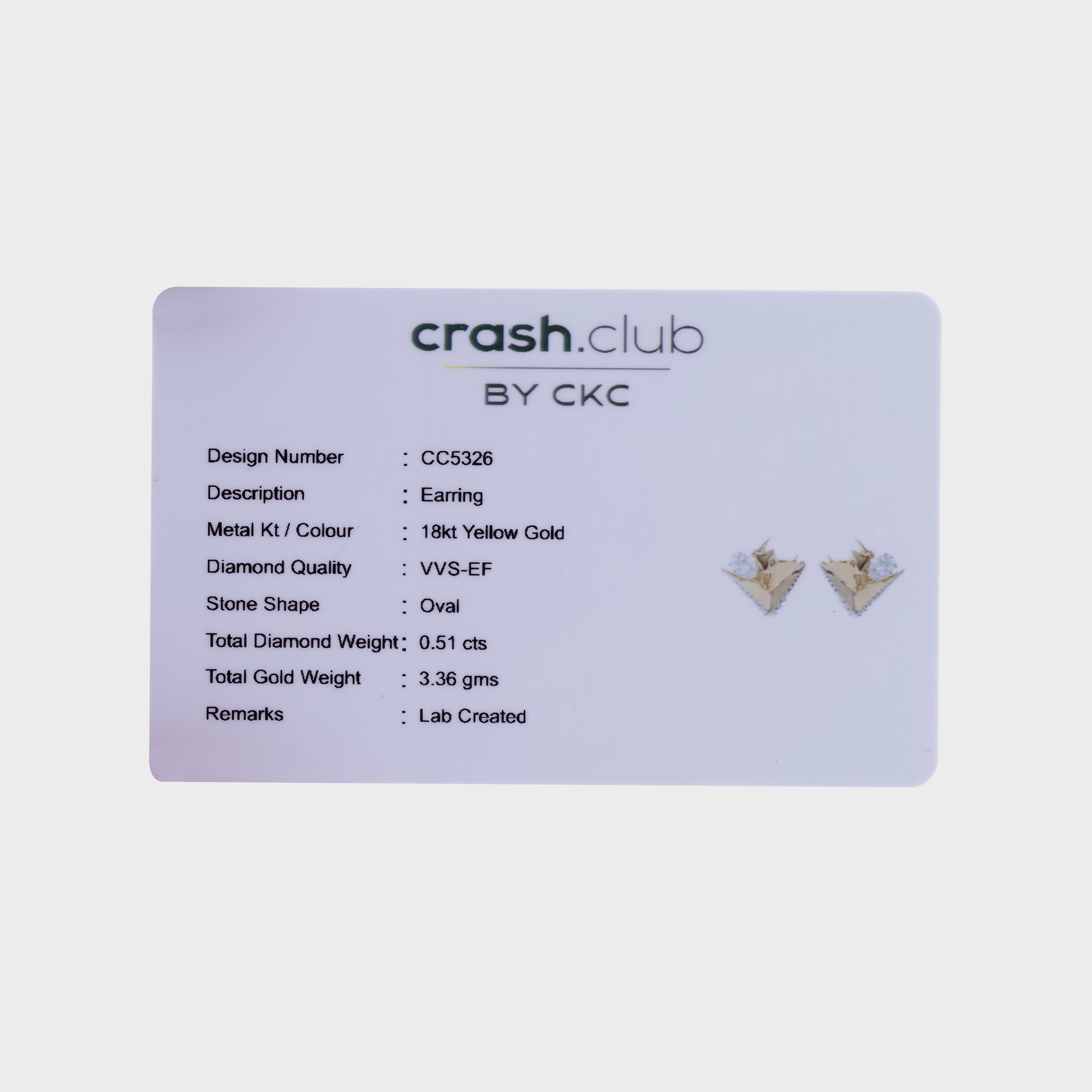 Oval 0.51 Carat Rhino Motif Lab Grown Diamond Studs | SKU: 0019322896
