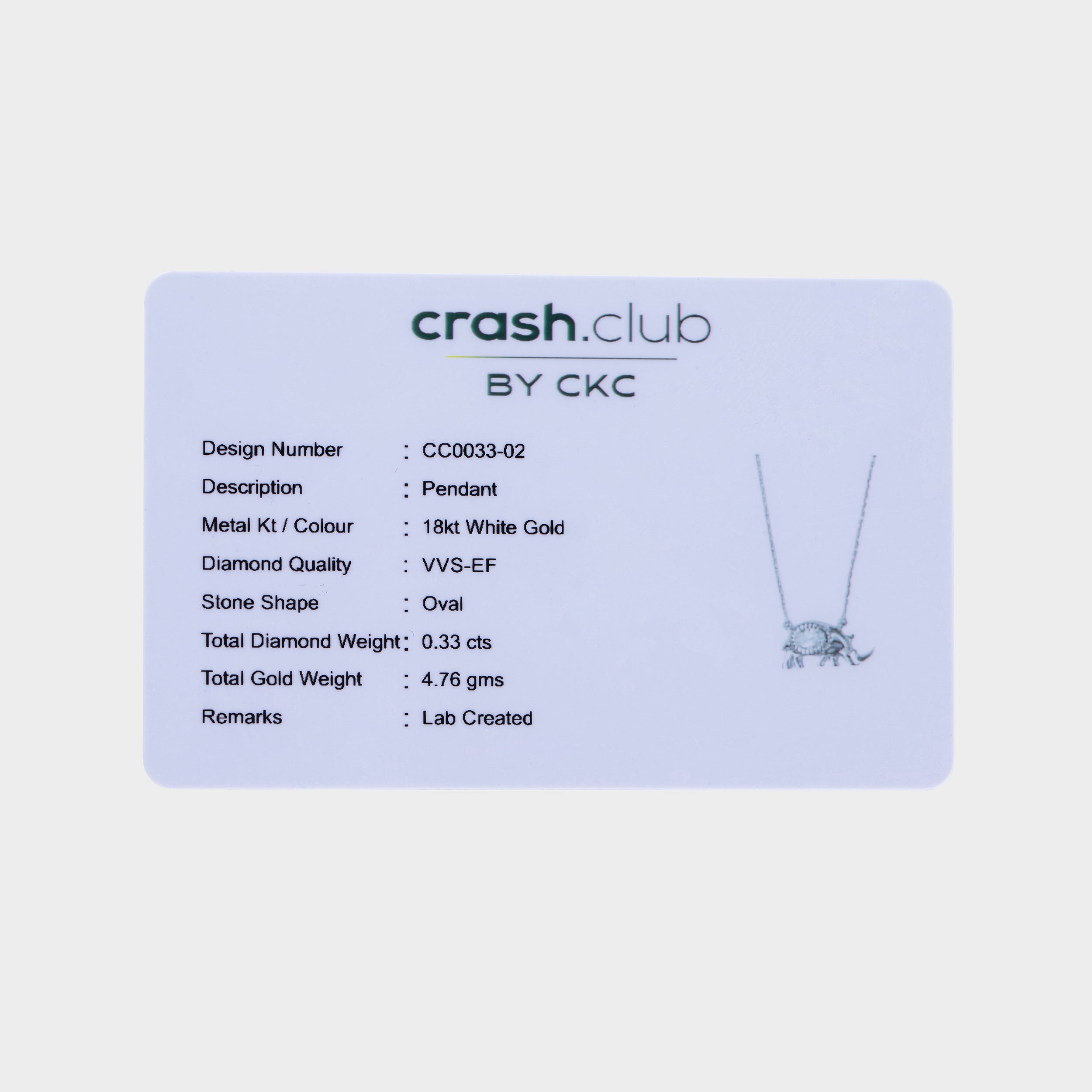 Rhino Oval Cut 0.33 Carat Diamond Pendant Chain | SKU: 0019365169