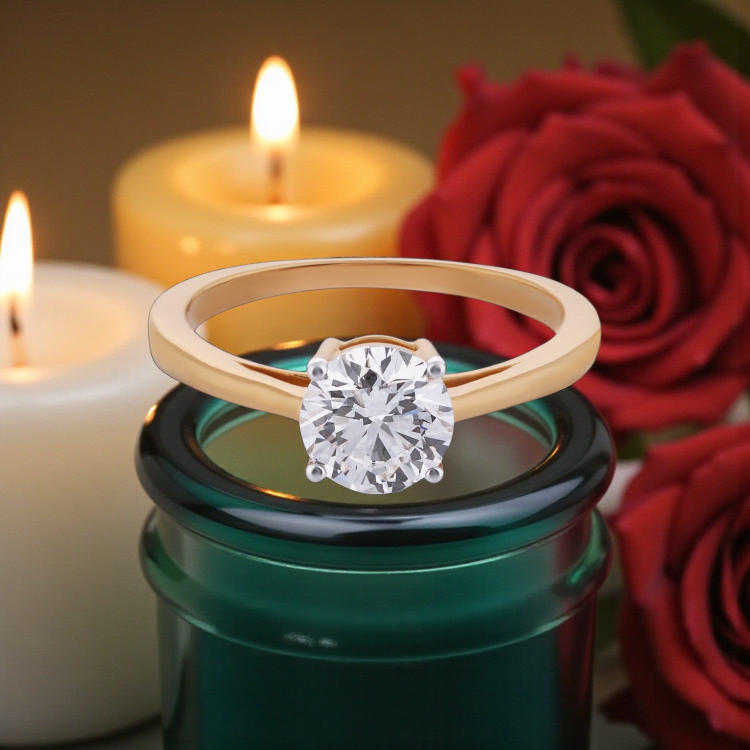 Celestial Radiance: Lab-Grown Solitaire Diamond Ring in Yellow Gold | SKU : 0004952640