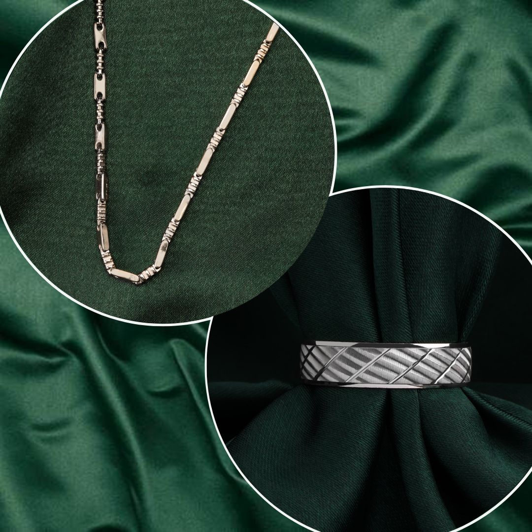 Chic Charms Combo: Neckchain & Band Ring Set - crash.club by CKC