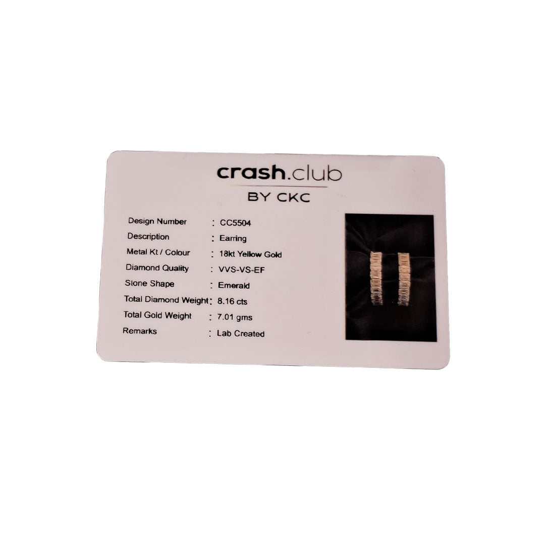 Emerald Cut 8.16 Carat Lab-Grown Diamond Single Line Pair Earhoops | SKU : 0020741334