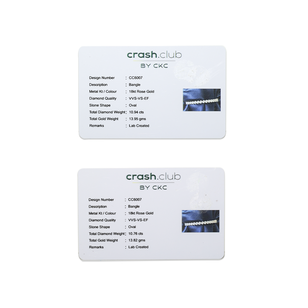 Oval Cut 21.68 Carat Lab-Grown Diamond Solitaire Bangle Pair in 18kt Rose Gold | SKU : 0020636159