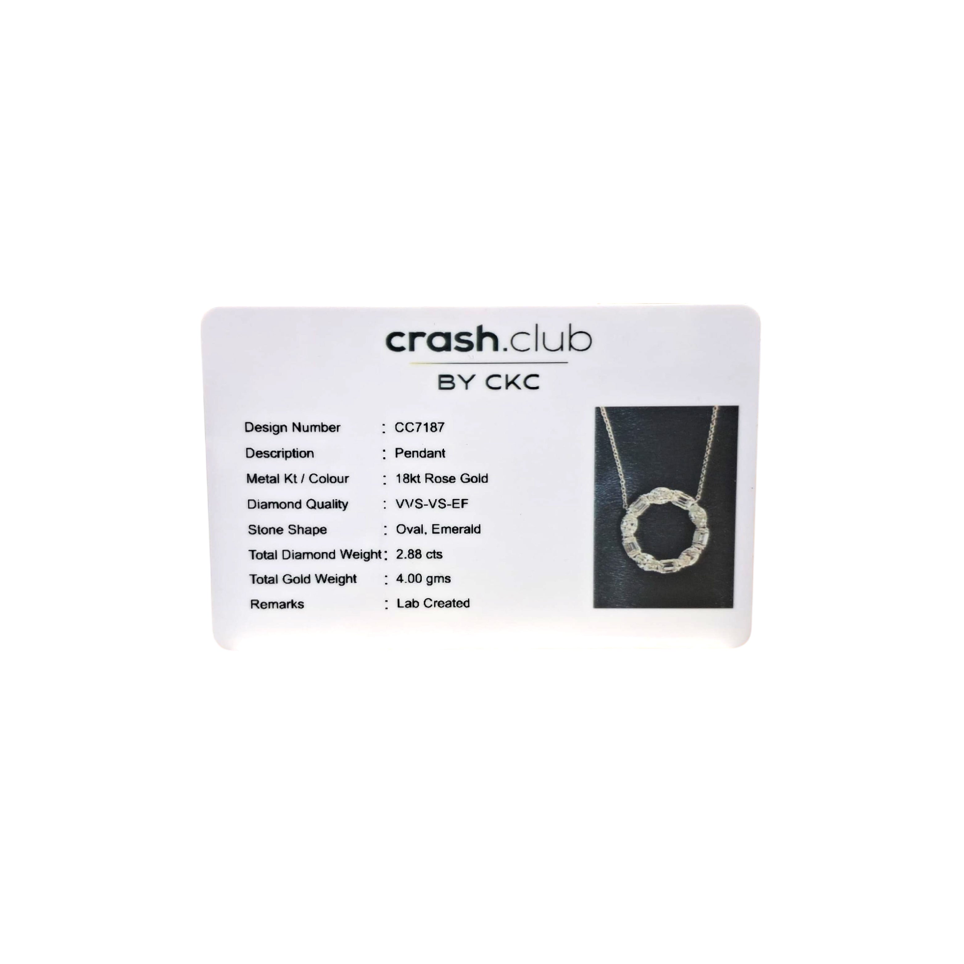 Oval & Emerald-Cut 2.88 Carat Circle Pendant Lab-Grown Diamond Necklace in Rose Gold| SKU : 0020709556