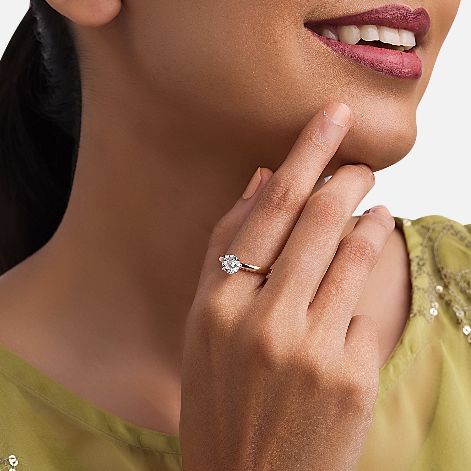 Amber Glow Lab Grown Solitaire Diamond Ring in Rose Gold | SKU : 0004952756