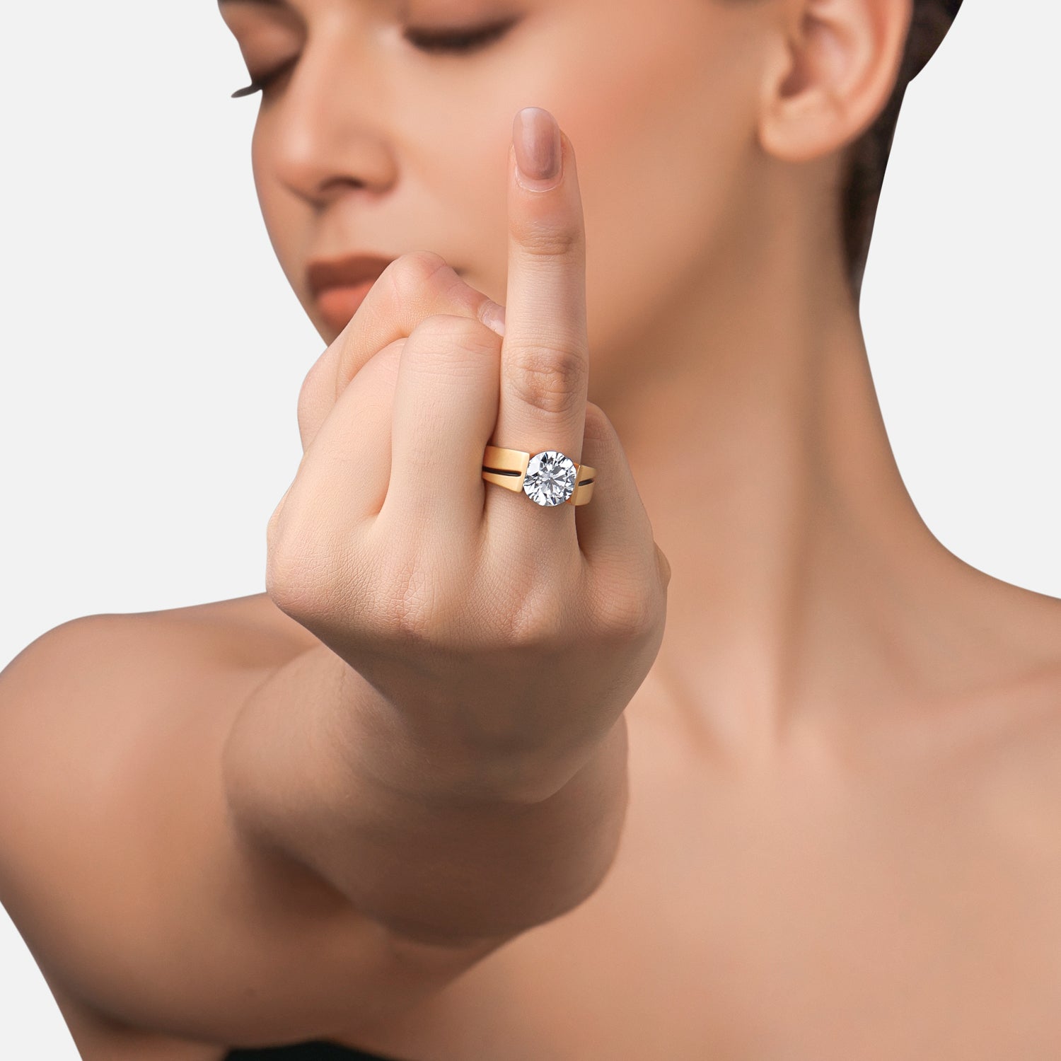 Lab Grown Solitaire Round Cut Diamond Ring in Gold | SKU: 0006494117