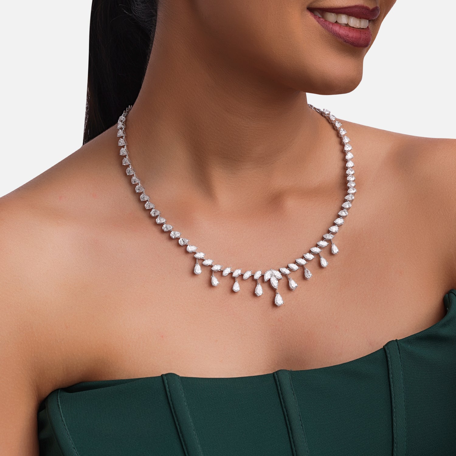 Eternal Dew Lab-Grown Diamond Necklace in White Gold | SKU : 0004953517