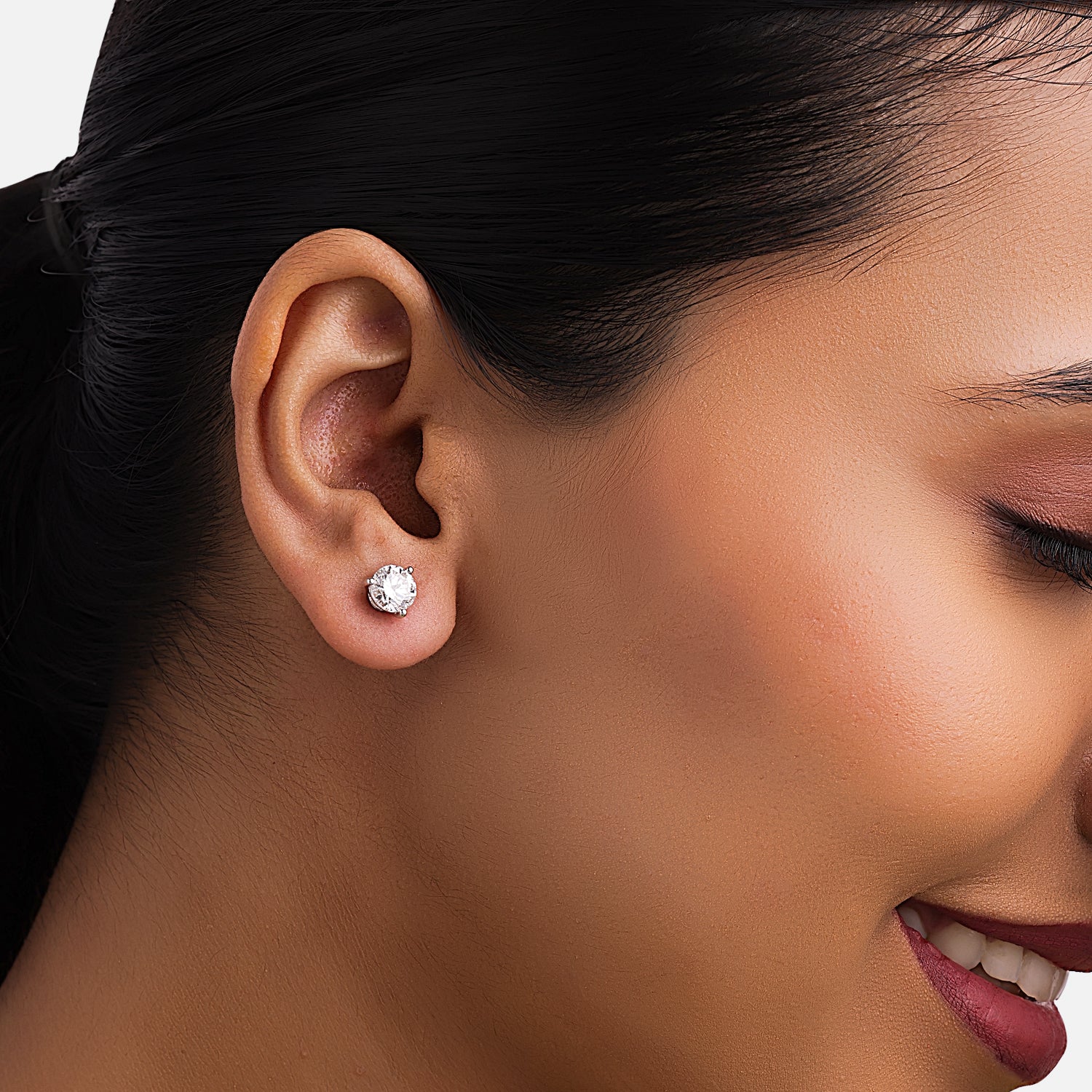 Classic Brilliance Lab Grown Diamond Stud Earrings in 18K White Gold (Three-Prong Setting) | SKU : 0004953463