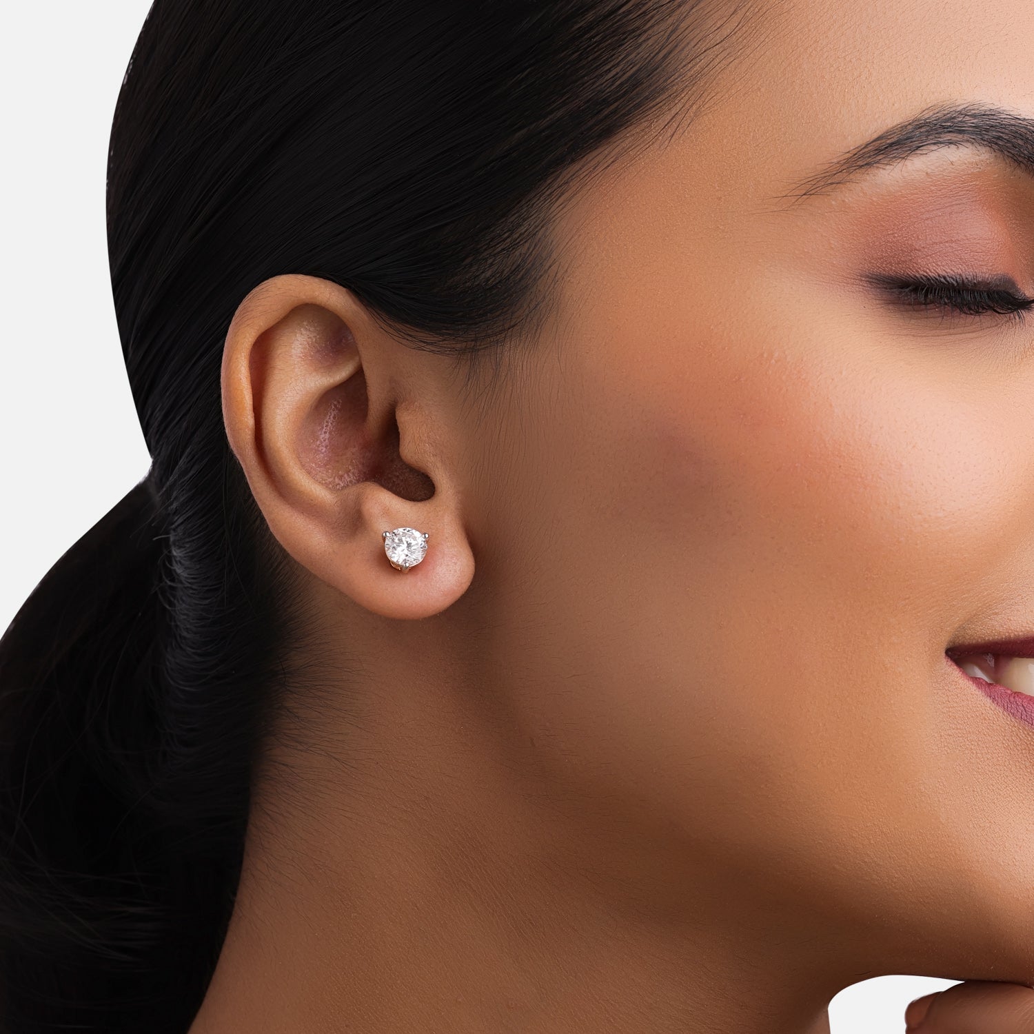 Round Brilliant Lab-Grown Diamond Stud Earrings in 18K Rose Gold | SKU : 0004953562