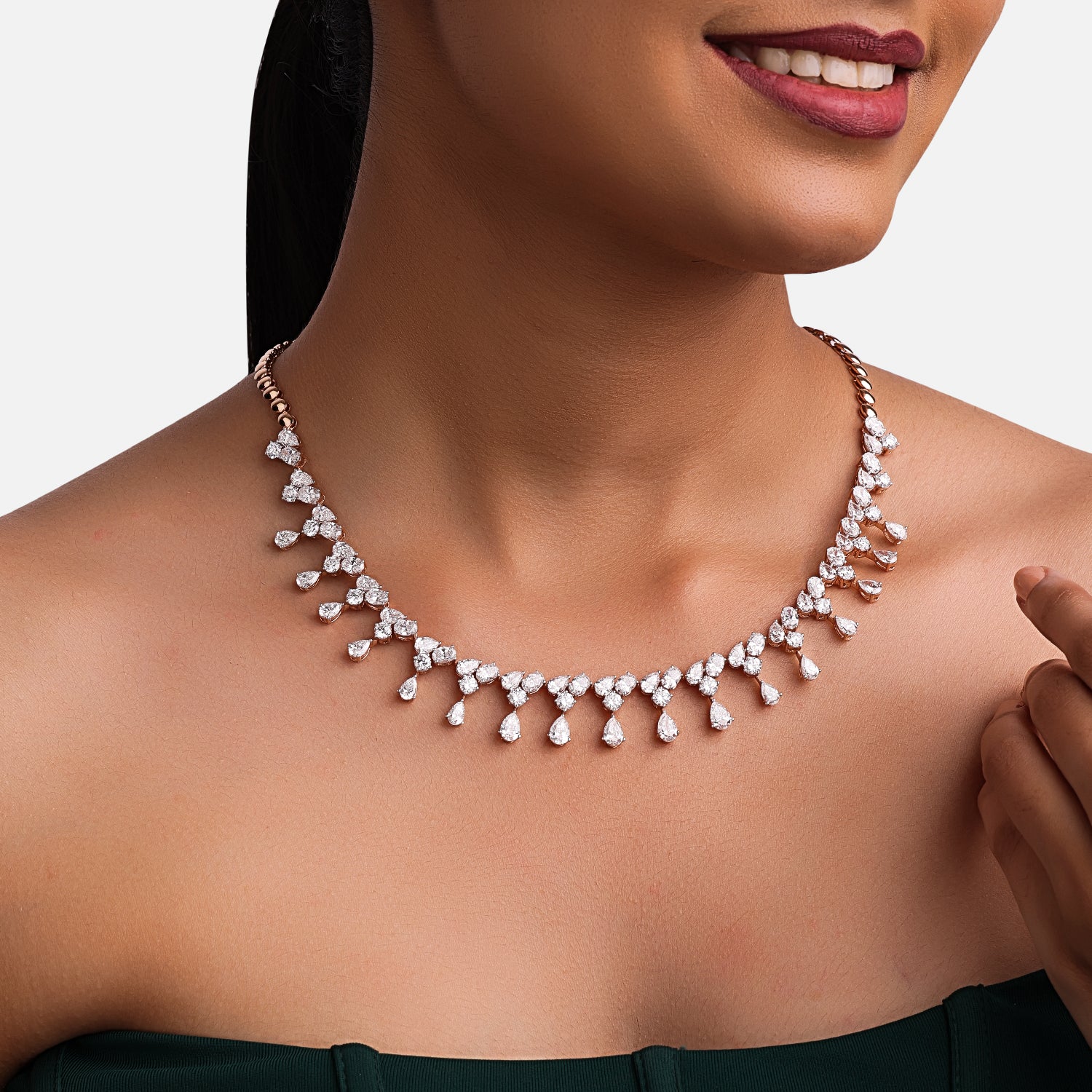 Lab-Grown Diamond Fringe Necklace in 18K Rose Gold | SKU : 0004952787