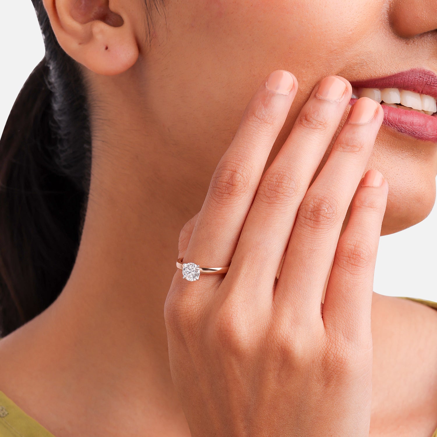 Blush Harmony: Lab-Grown Solitaire Diamond Ring in Rose Gold | SKU : 0004952664