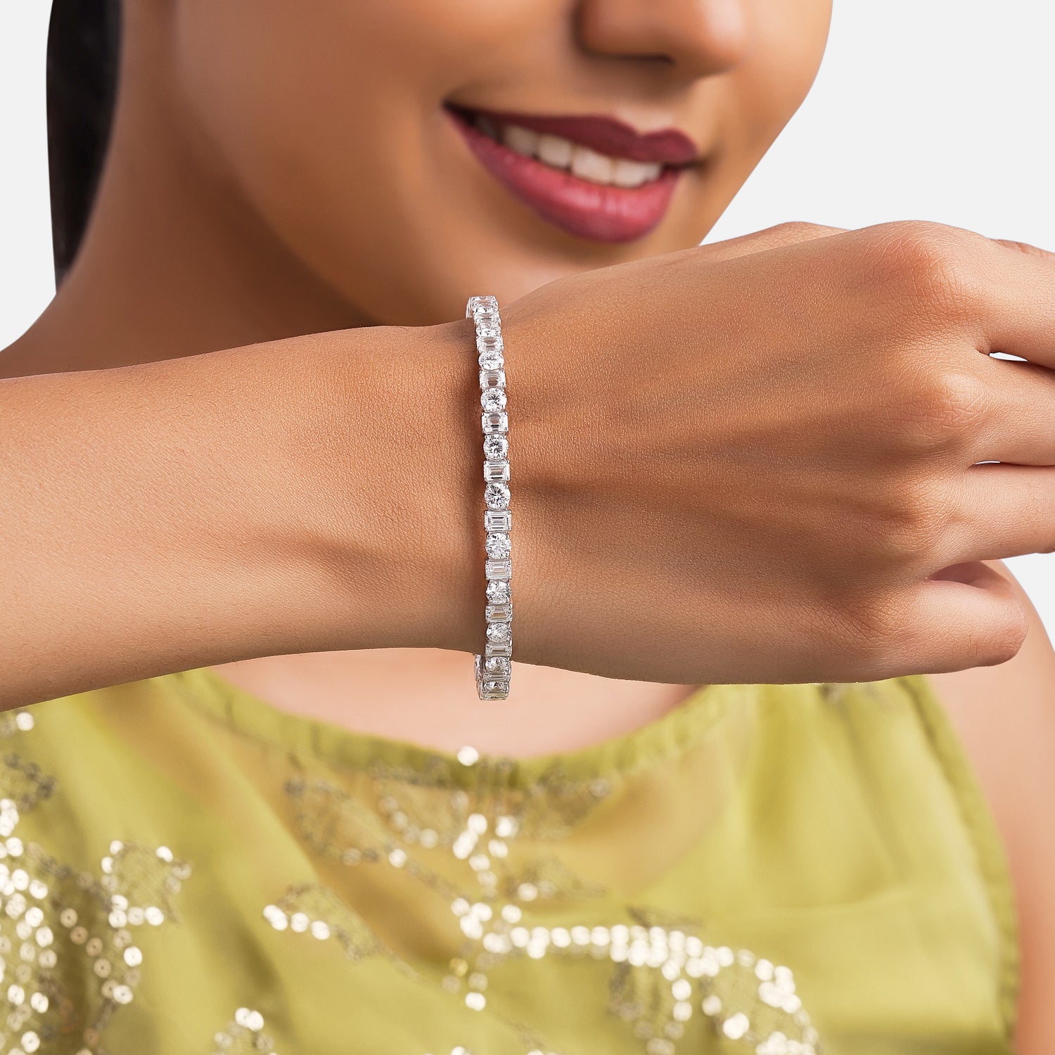 Eternal Symphony Lab Grown Diamond Bangle in 18K White Gold | SKU : 0004677116