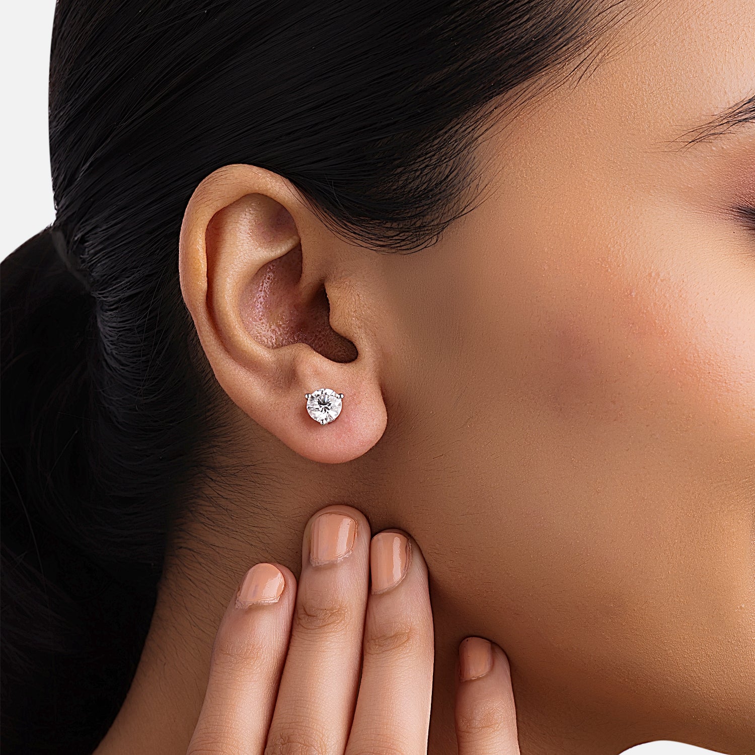 Classic Brilliance Lab Grown Diamond Stud Earrings in 18K White Gold | SKU : 0004953456