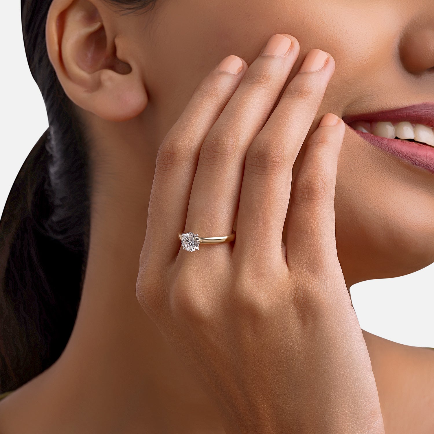 Radiant Round Brilliant Lab-Grown Diamond Solitaire Ring in Yellow Gold | SKU : 0004952831