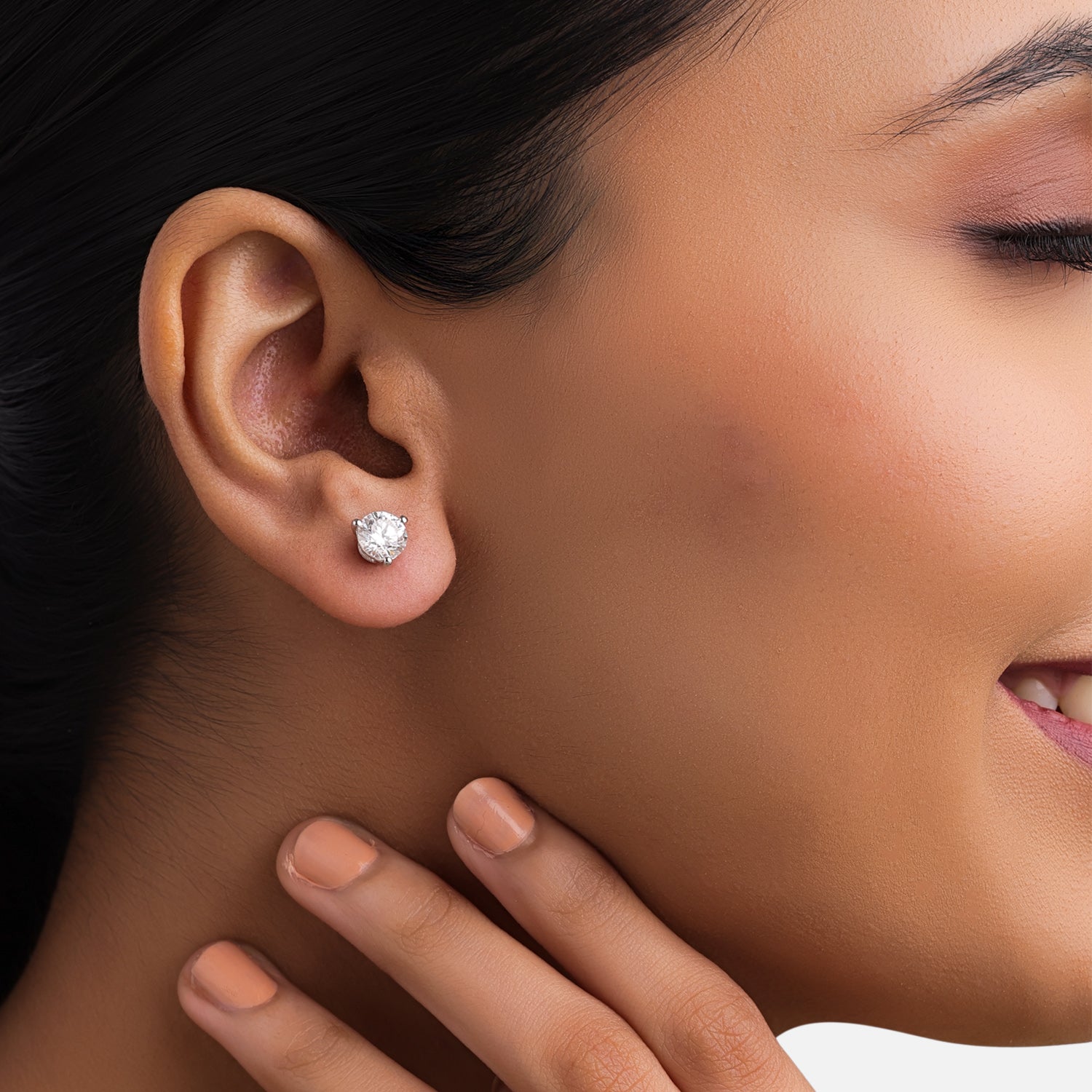 Classic Brilliance Lab Grown Diamond Stud Earrings in 18K White Gold | SKU : 0004953487