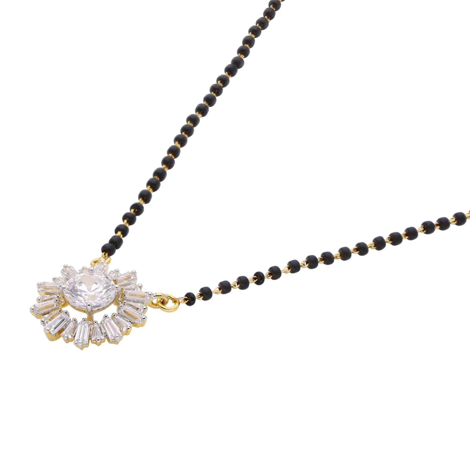 Radiant Sunburst Pendant with Black Beaded Chain | SKU: 0021327612