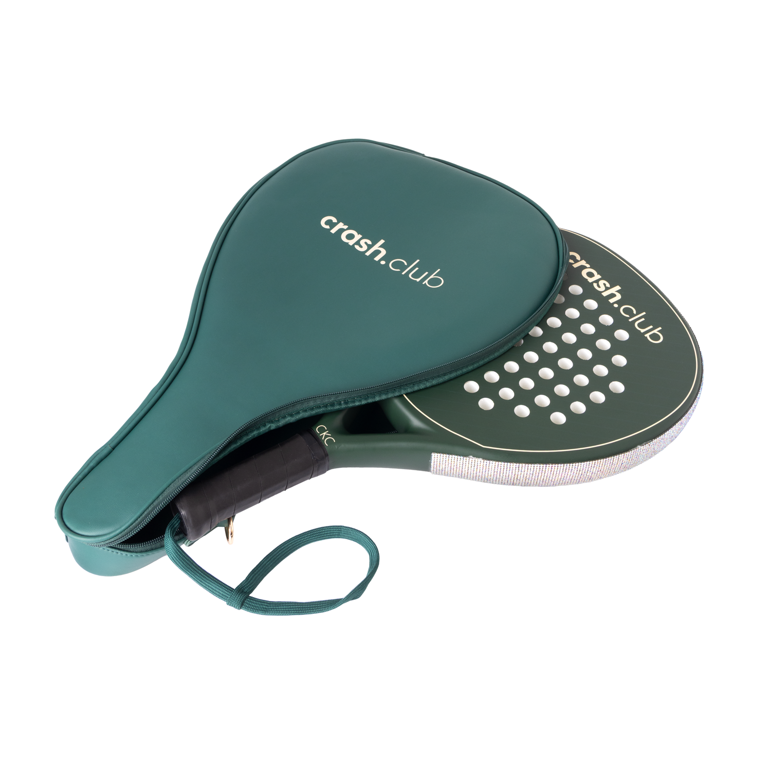 Crash.Club Signature Crystal-Encrusted Padel Racket – Green Edition with Wrist Strap - ACC2404