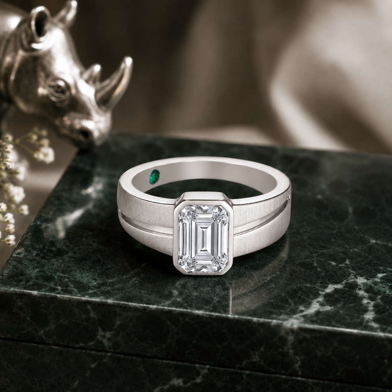 Modern Emerald-Cut Lab Grown Diamond Solitaire Ring | SKU: 0006509354