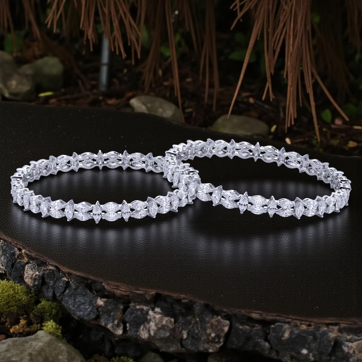 Exquisite Sterling Silver Cubic Zirconia Bangles | SKU : 0022163844, 0022167446, 0003888056