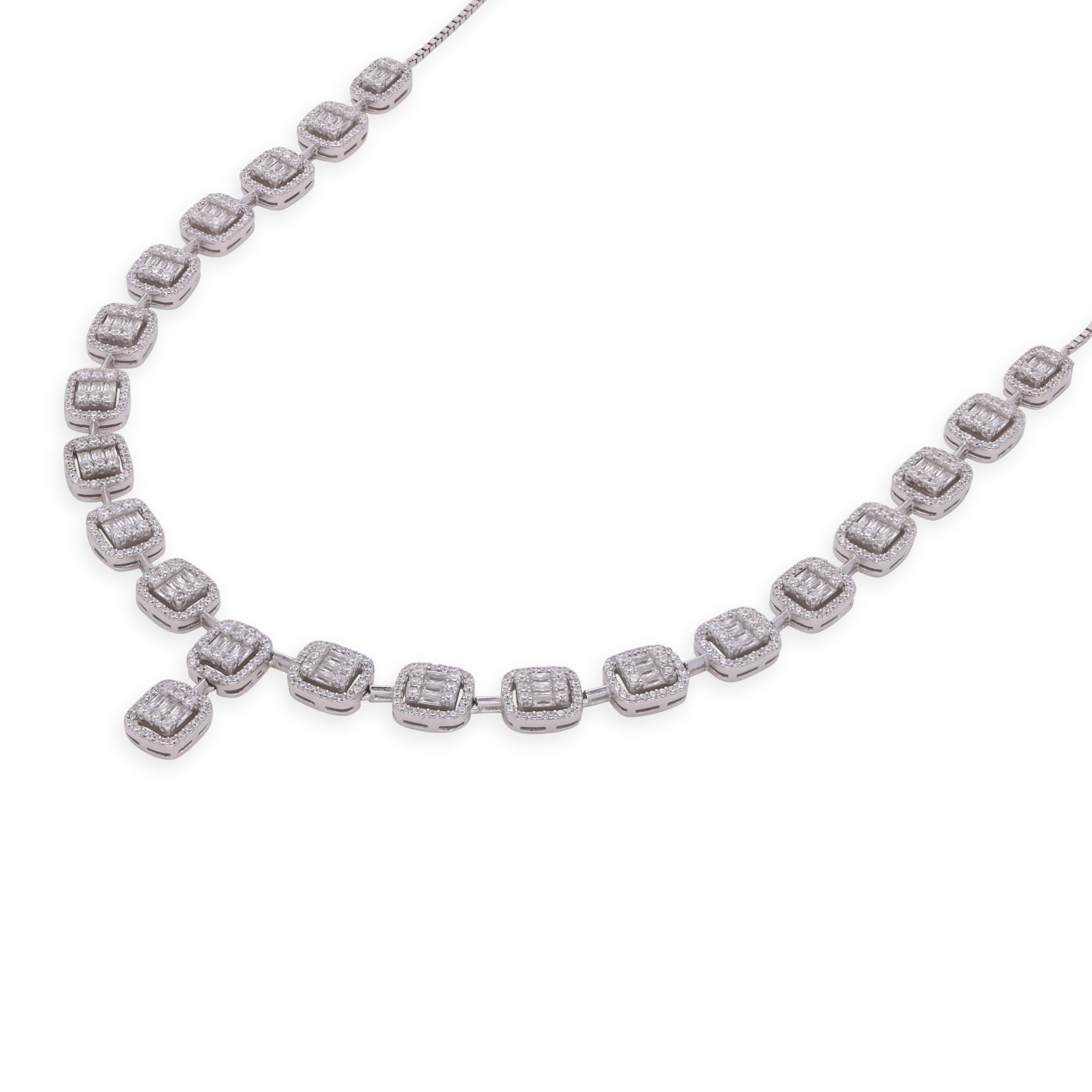 Sterling Silver Lightweight Fancy Necklace with Cubic Zirconia | SKU : 0003109090, 0003109052, 0003109076