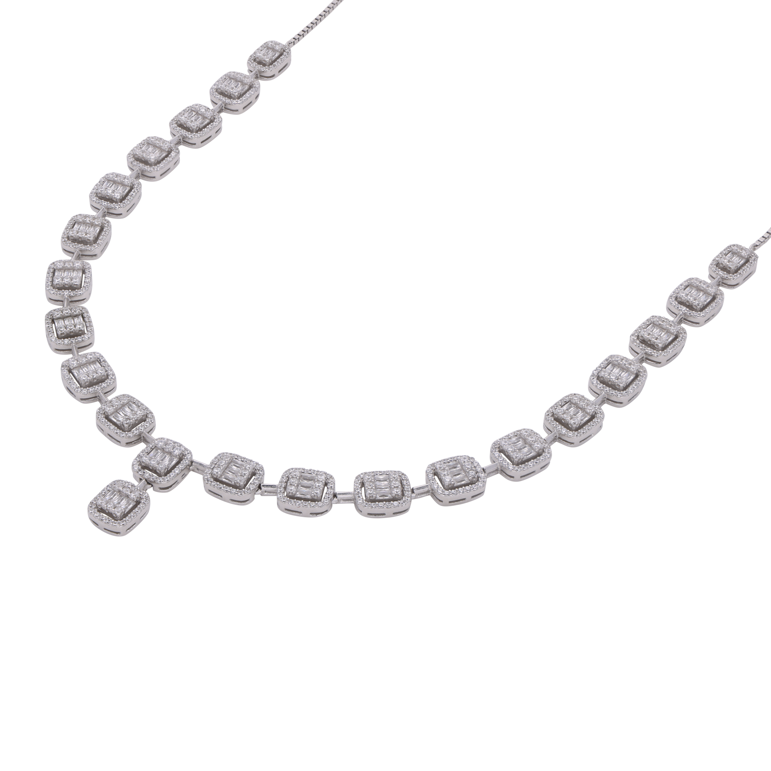 Sterling Silver Lightweight Fancy Necklace with Cubic Zirconia | SKU : 0003109090, 0003109052, 0003109076