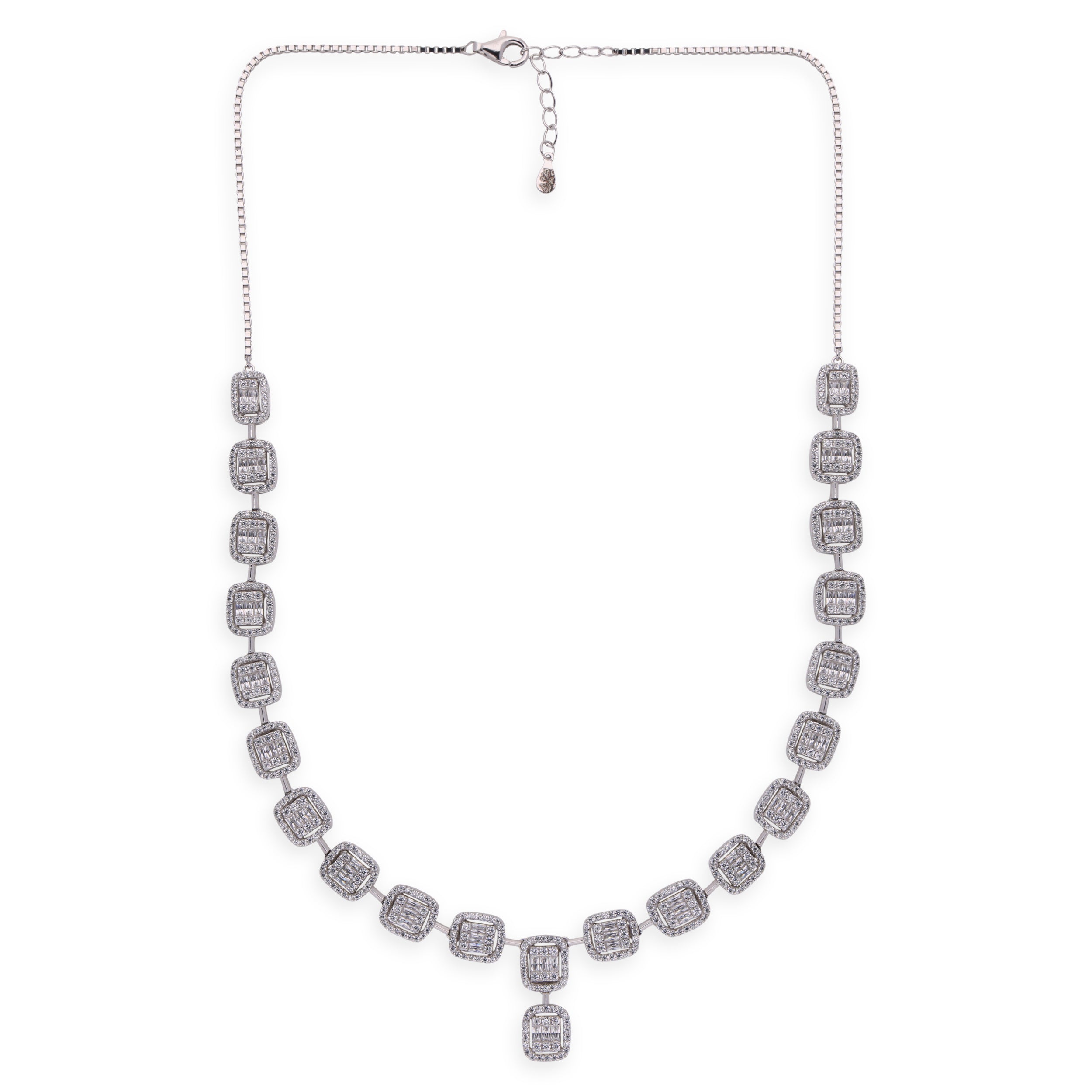 Sterling Silver Lightweight Fancy Necklace with Cubic Zirconia | SKU : 0003109090, 0003109052, 0003109076