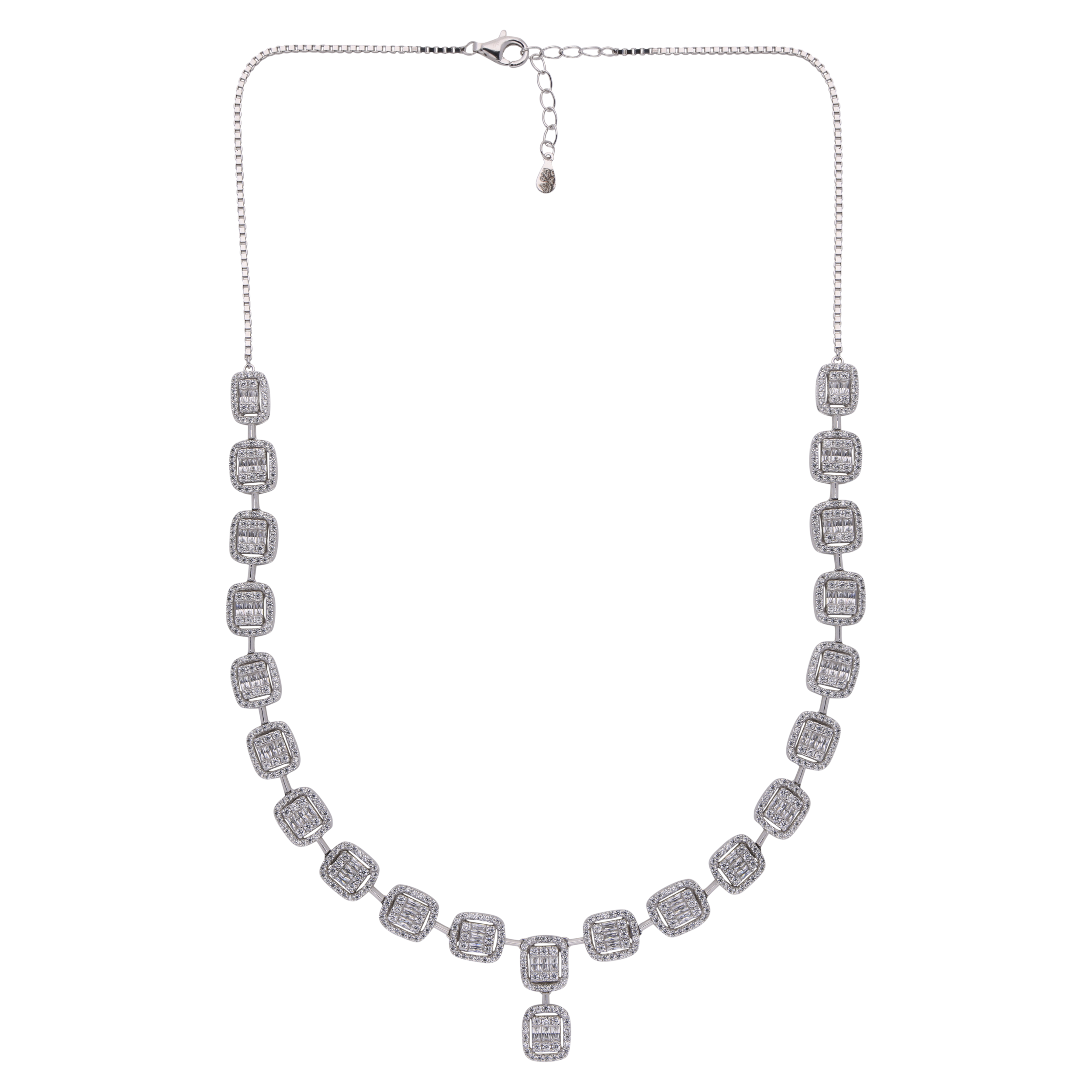 Sterling Silver Lightweight Fancy Necklace with Cubic Zirconia | SKU : 0003109090, 0003109052, 0003109076