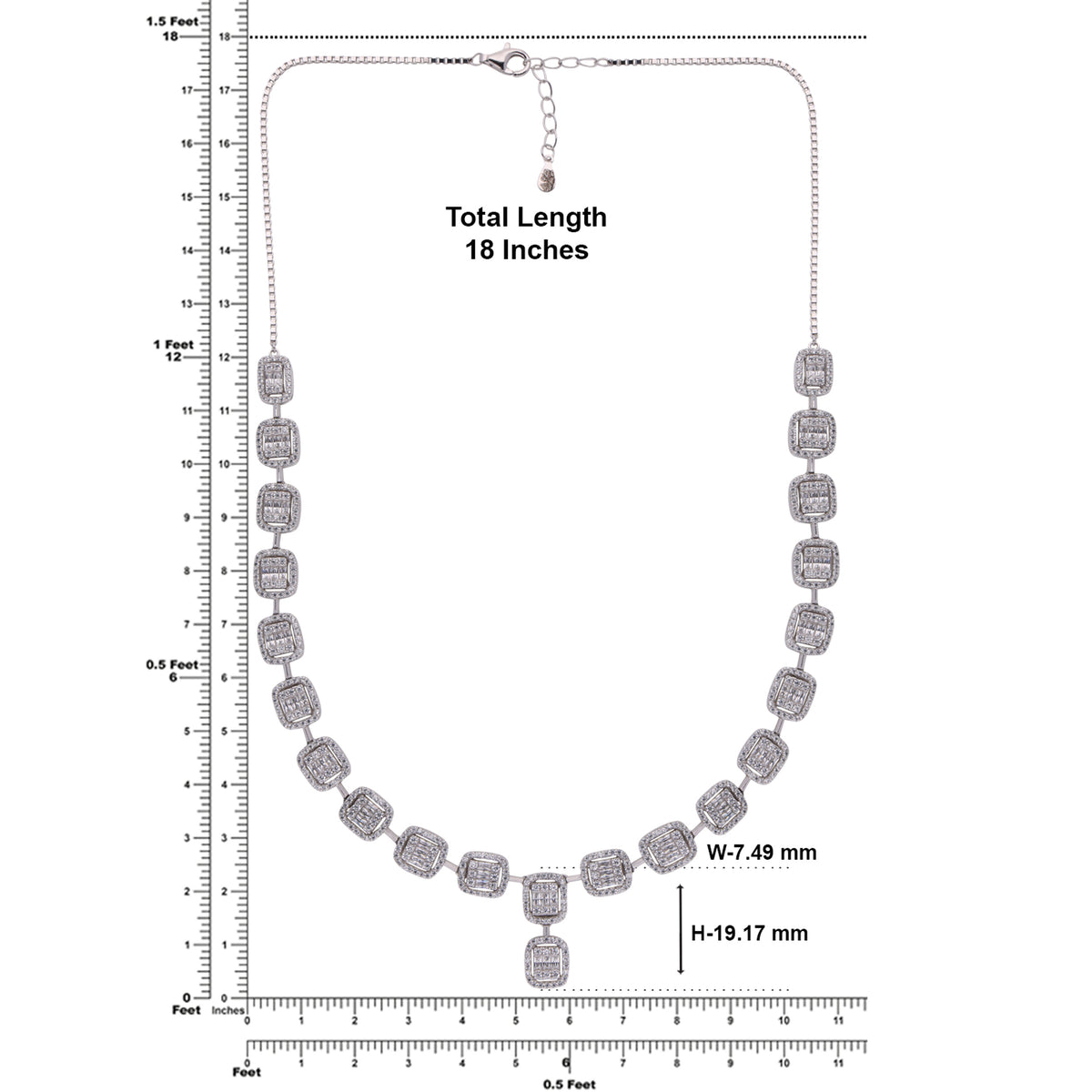 Sterling Silver Lightweight Fancy Necklace with Cubic Zirconia SKU