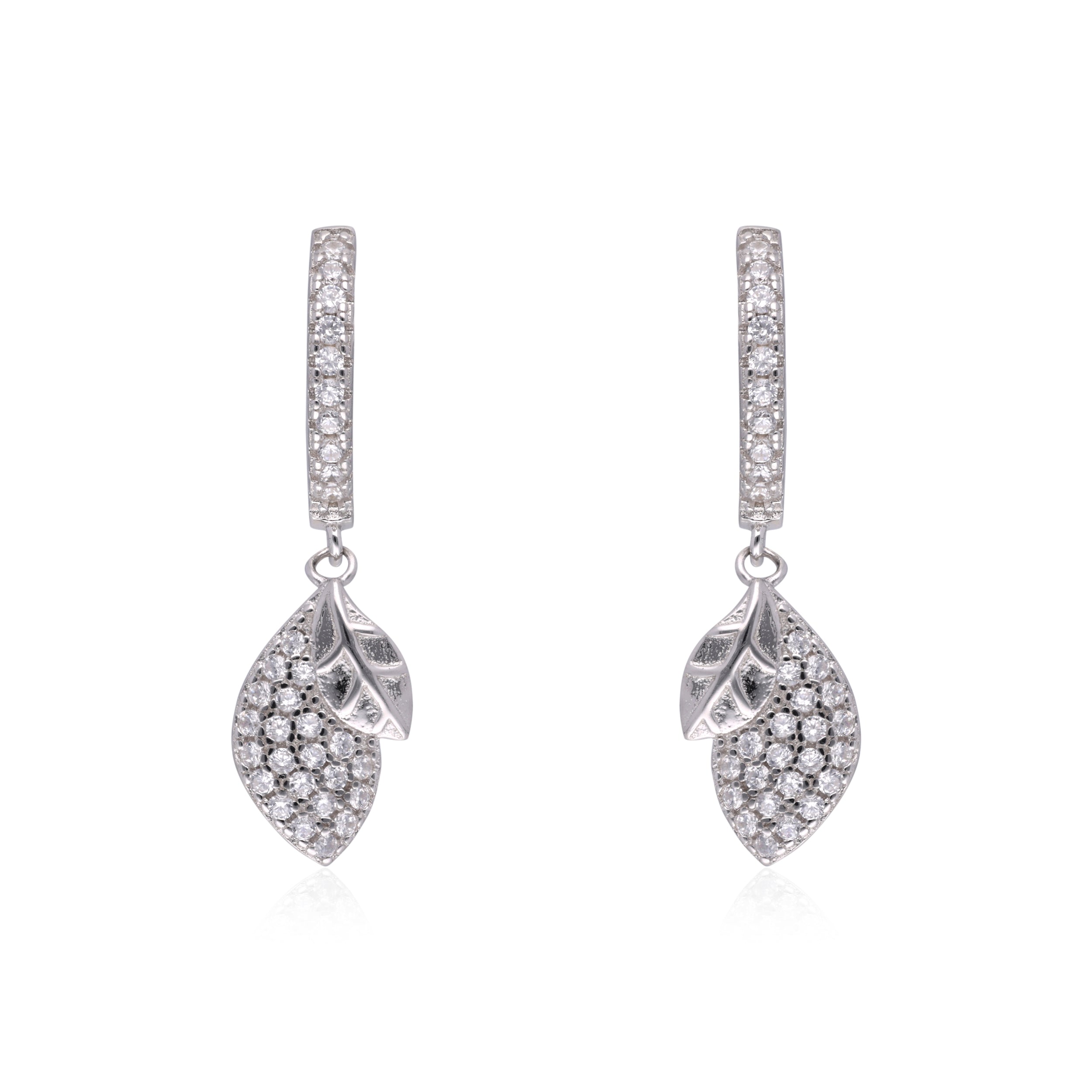 Pave Diamond Leaf Dangle Earrings | SKU : 0003109205, 0003109229, 0003109236