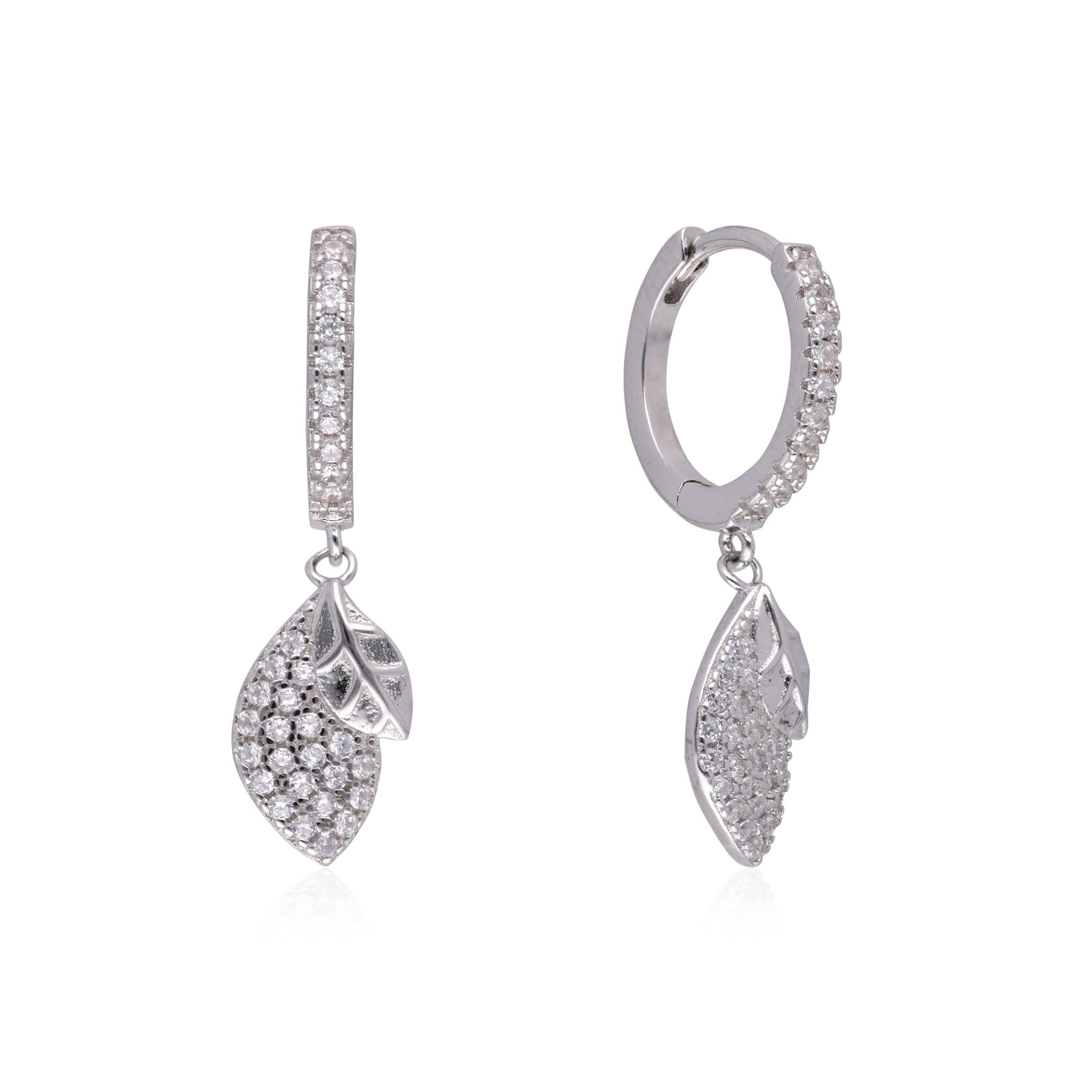 Pave Diamond Leaf Dangle Earrings | SKU : 0003109205, 0003109229, 0003109236