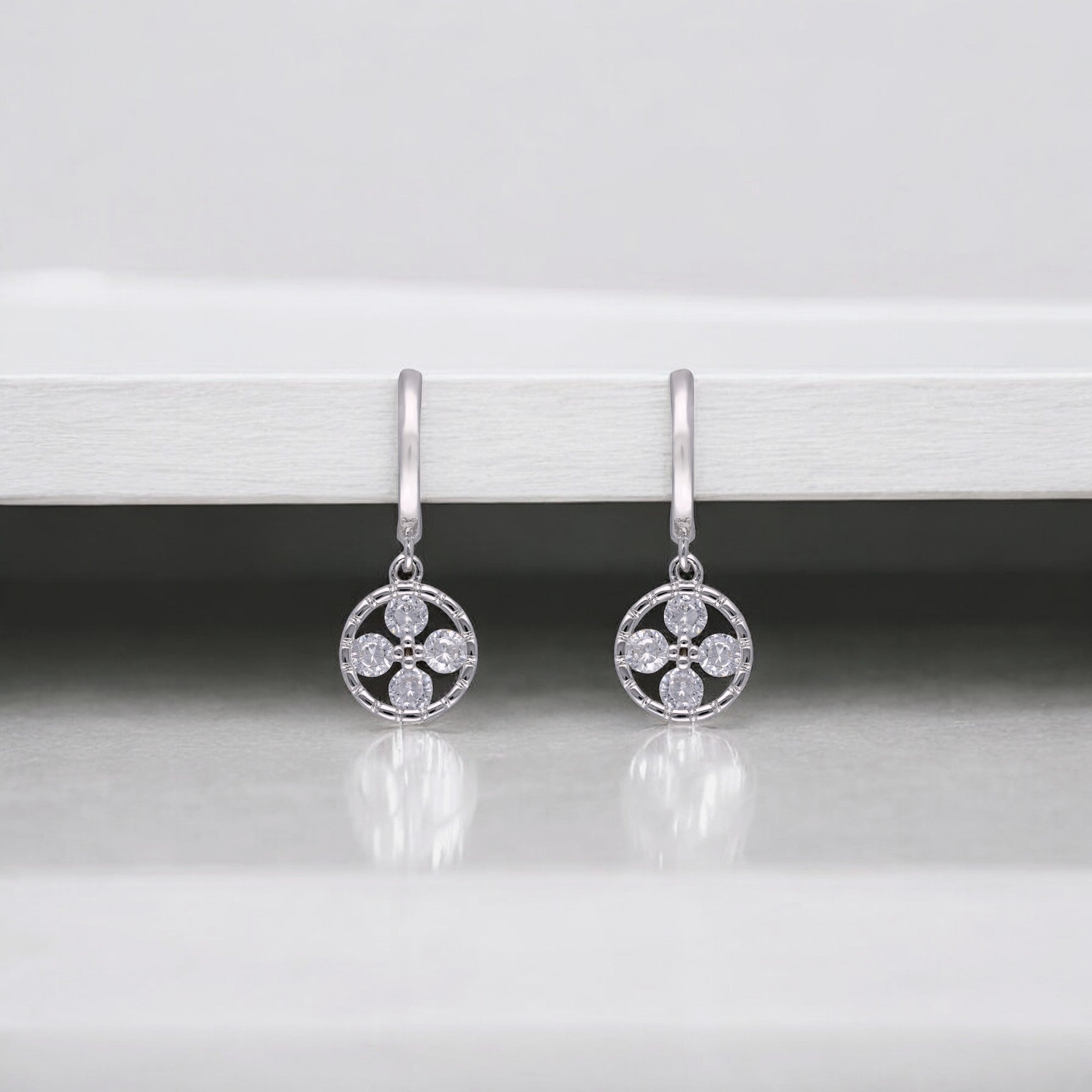 Silver Harmony Circle Diamond Earrings | SKU : 0003109298, 0003109328, 0003109335