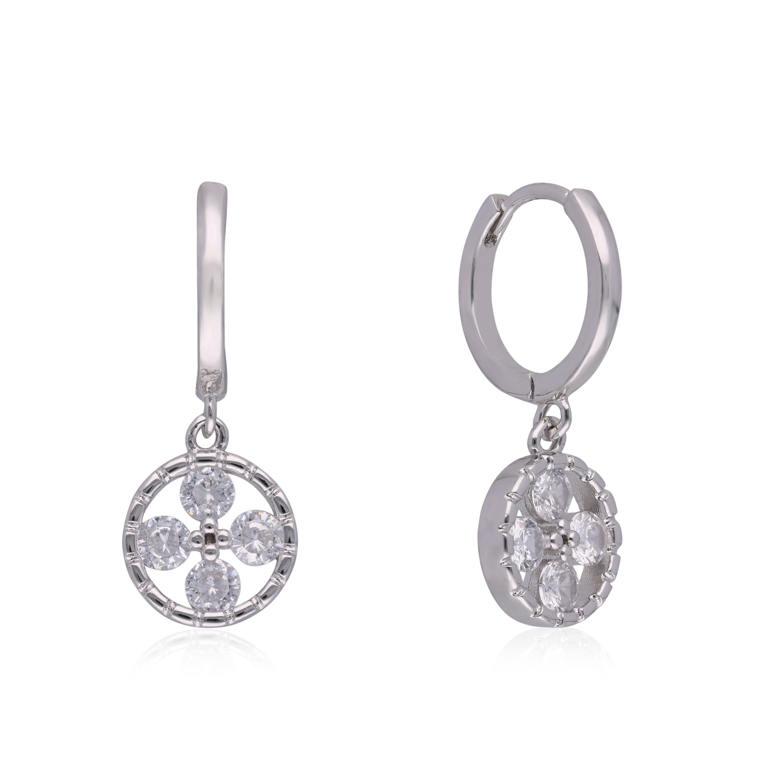 Silver Harmony Circle Diamond Earrings | SKU : 0003109298, 0003109328, 0003109335