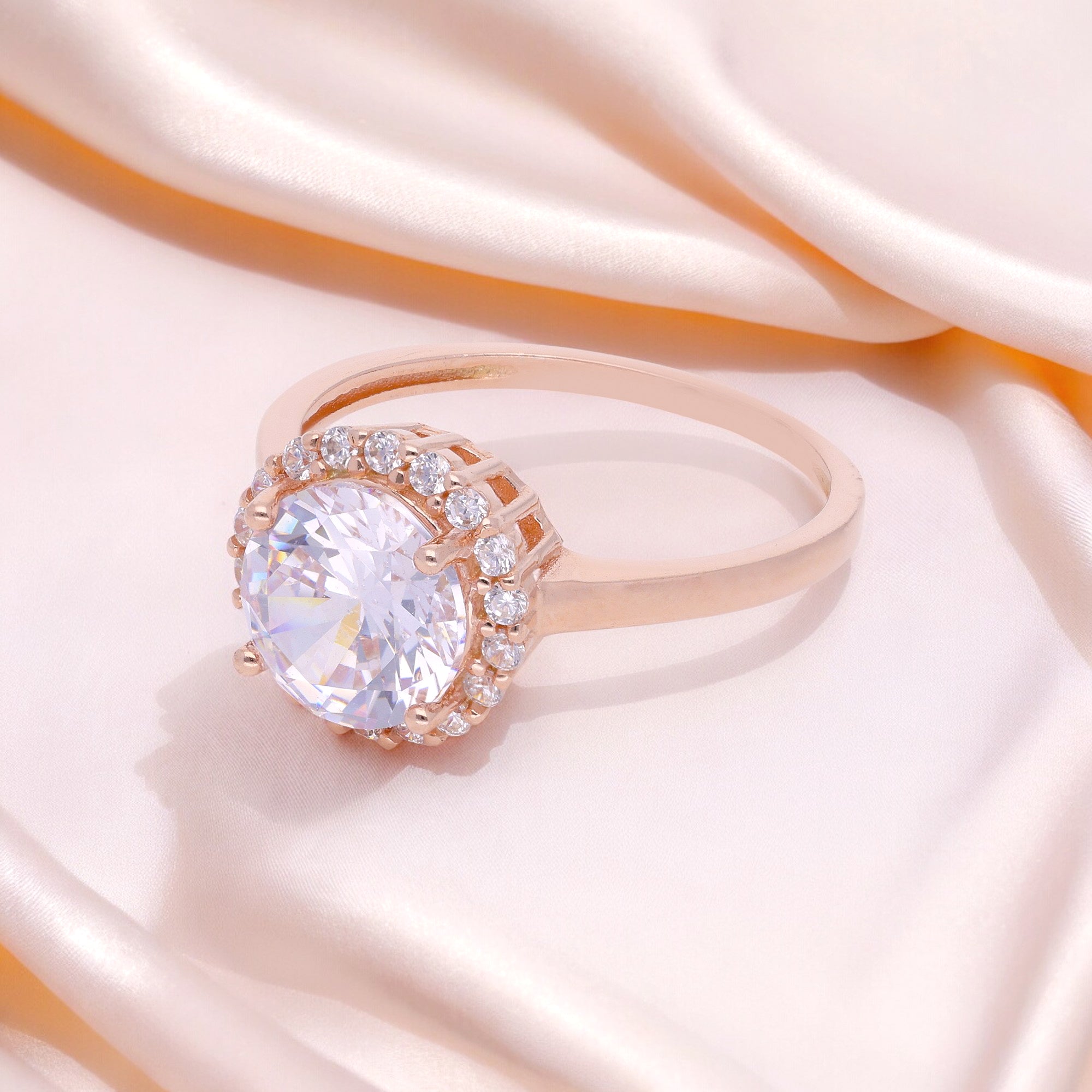 Rose Gold Halo Diamond Ring | SKU : 0003109953, 0003115985