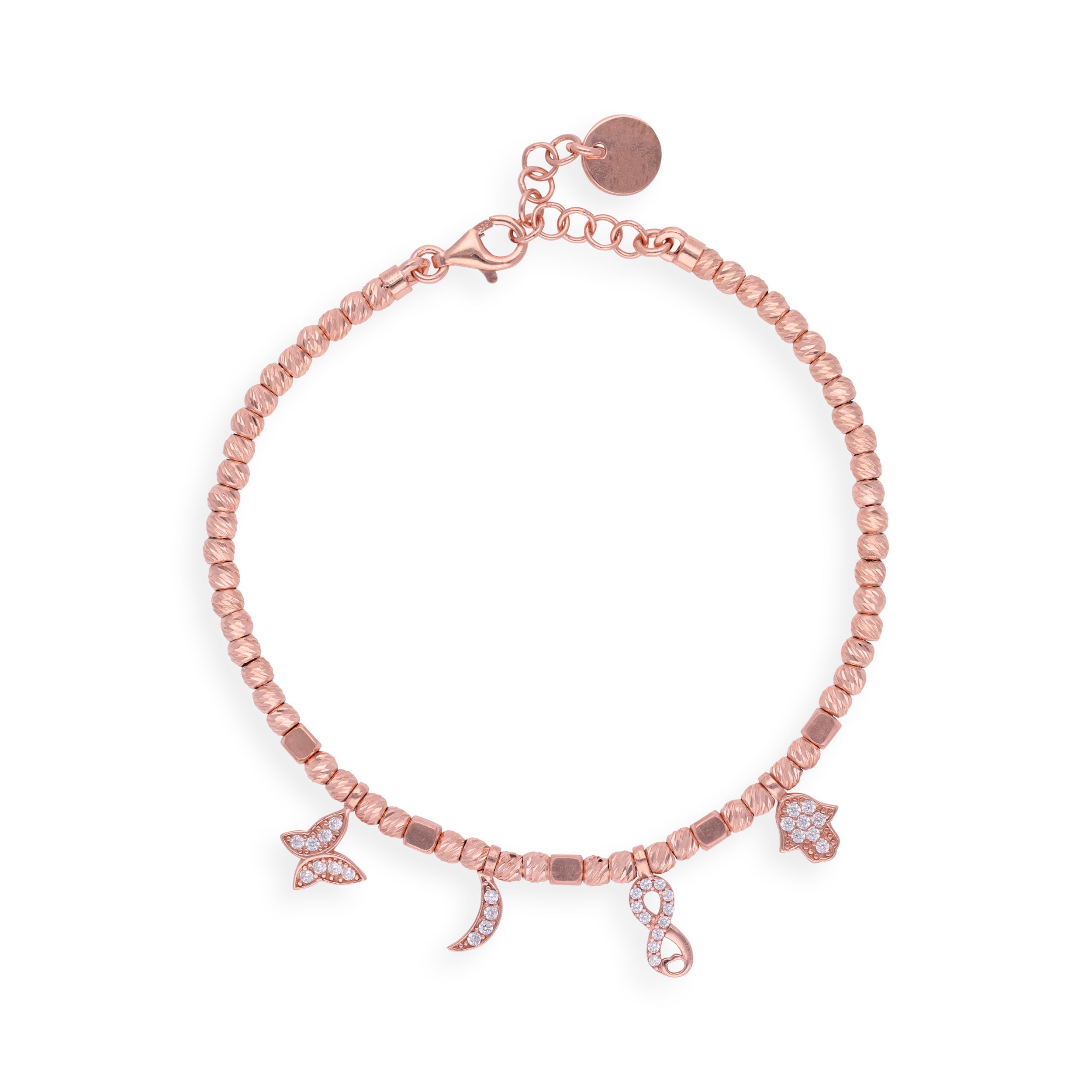 Rose Gold Chain Bracelet with Fancy Design and Cubic Zirconia | SKU : 0003109991, 0003109977, 0003109984, 0003110003