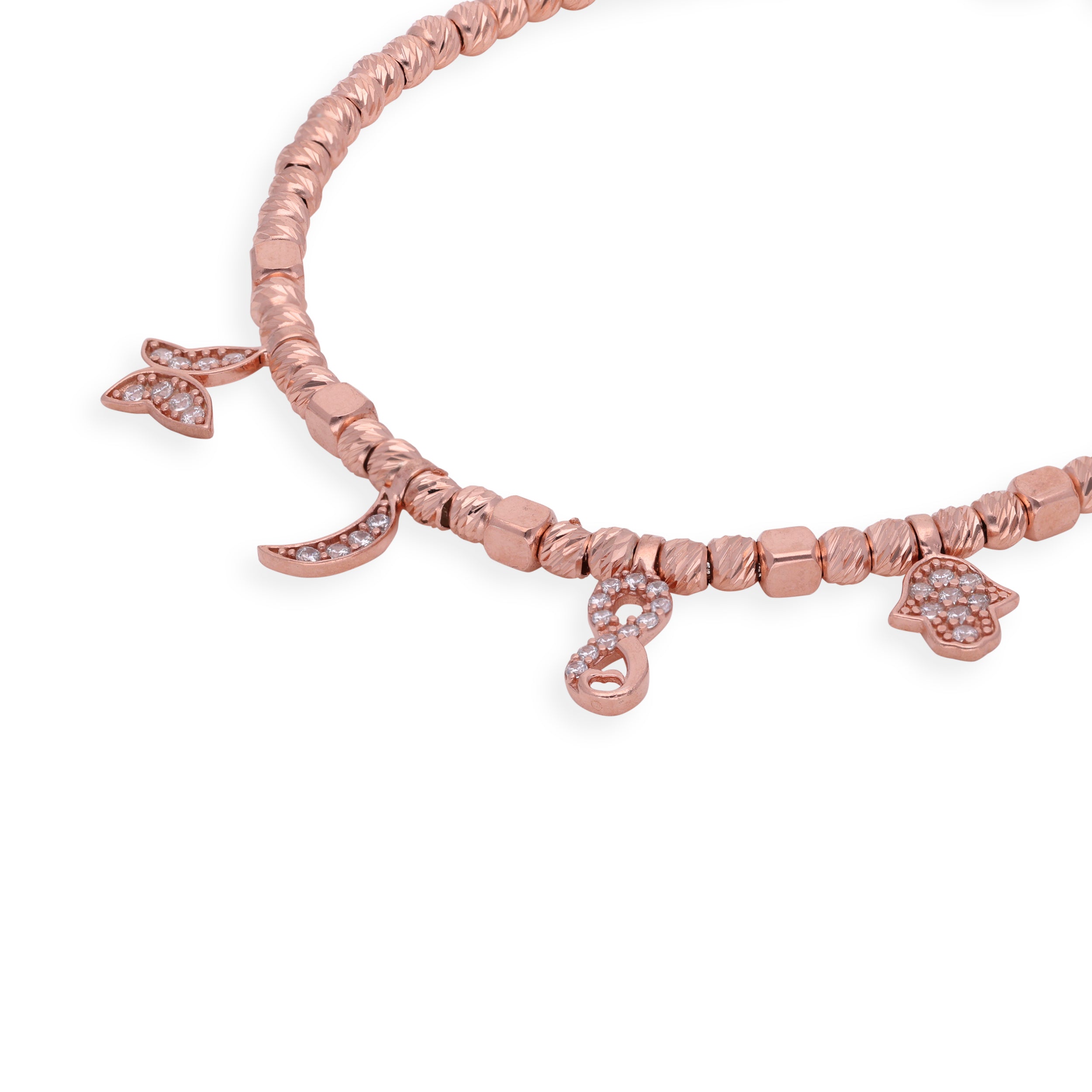 Enchanted Rose Gold Celestial Charm Bracelet with Diamond Accents | SKU:0003109960