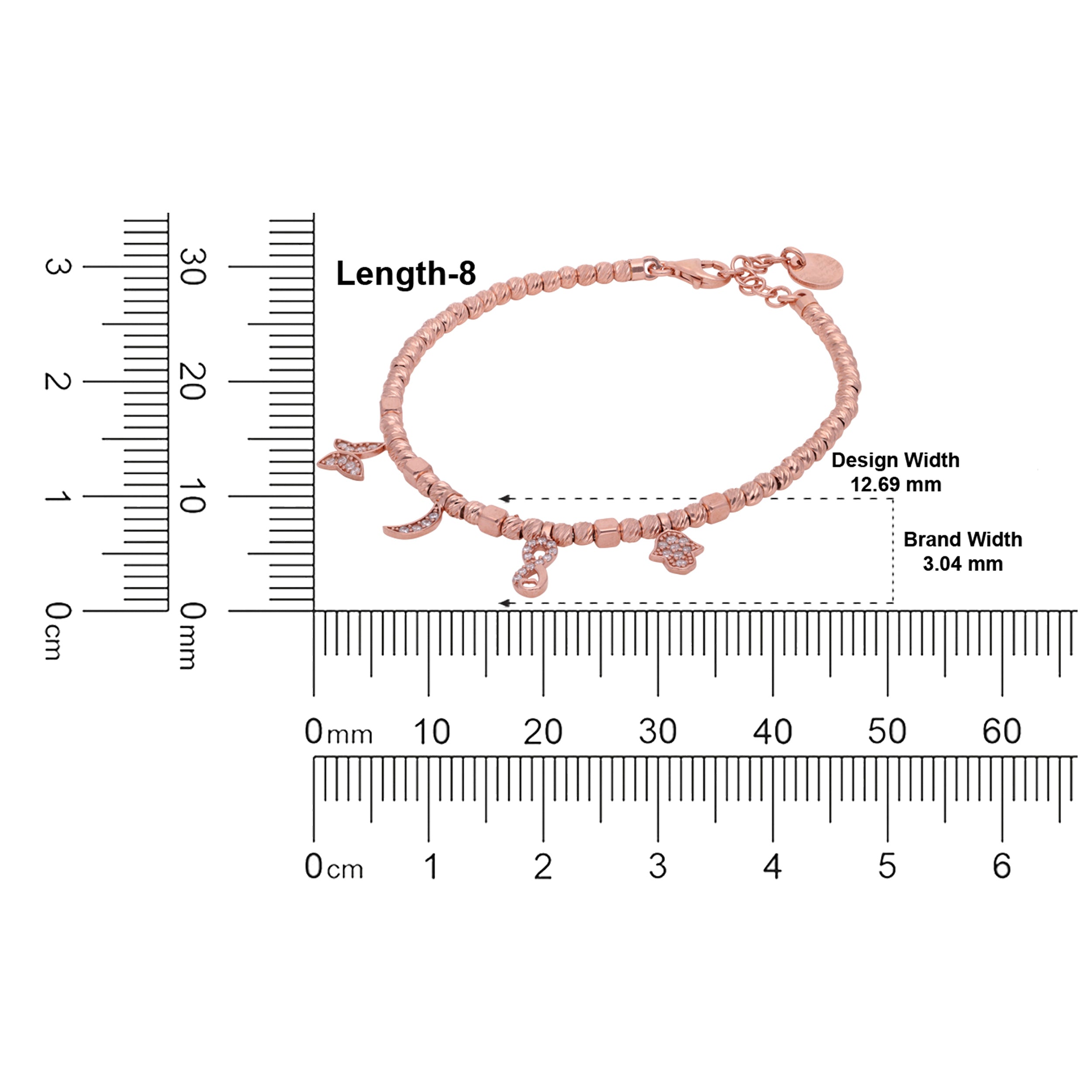 Rose Gold Chain Bracelet with Fancy Design and Cubic Zirconia | SKU : 0003109991, 0003109977, 0003109984, 0003110003