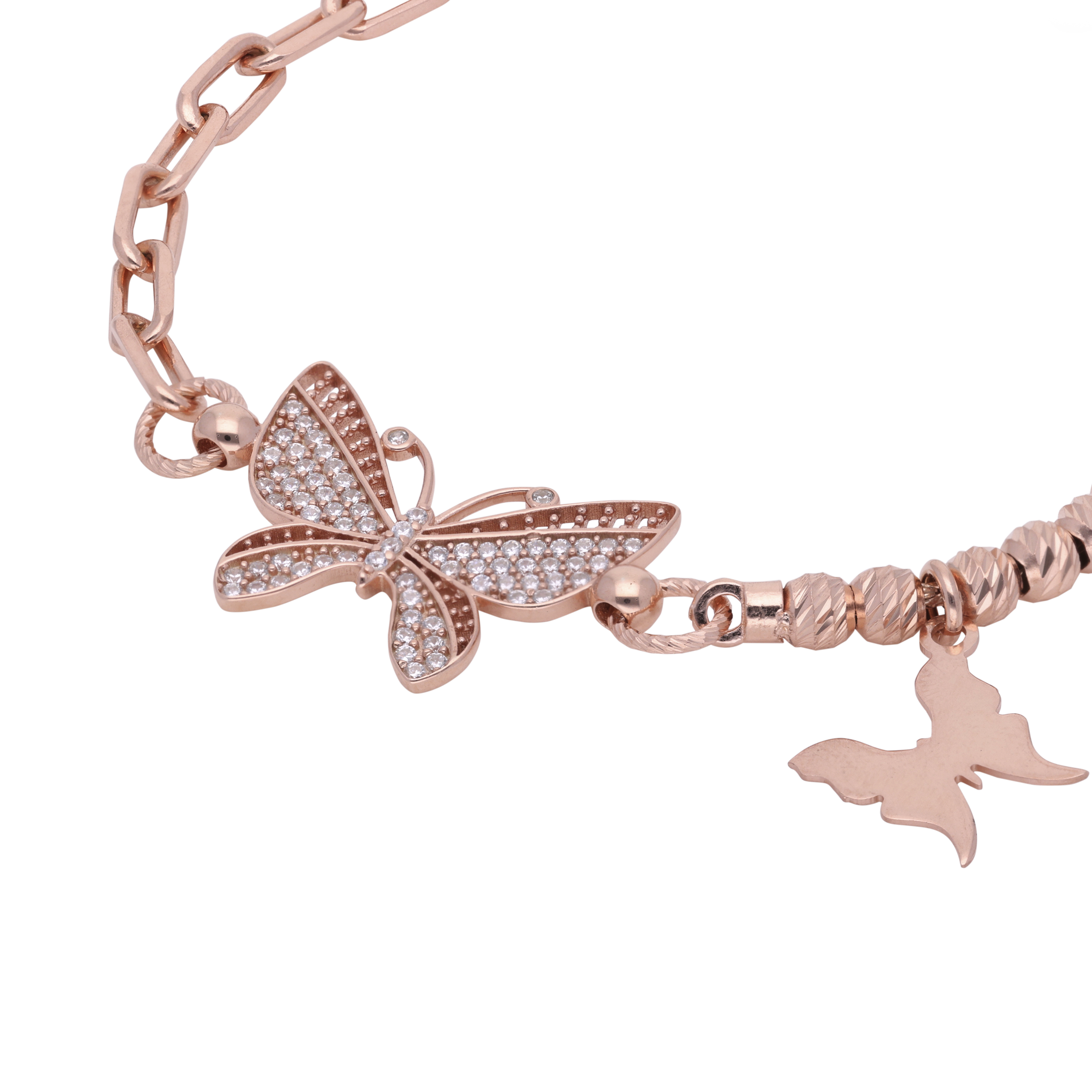 Ethereal Butterfly Rose Gold Charm Bracelet | SKU:0003110102, 0003110089, 0003110072, 0003110096, 0003110065