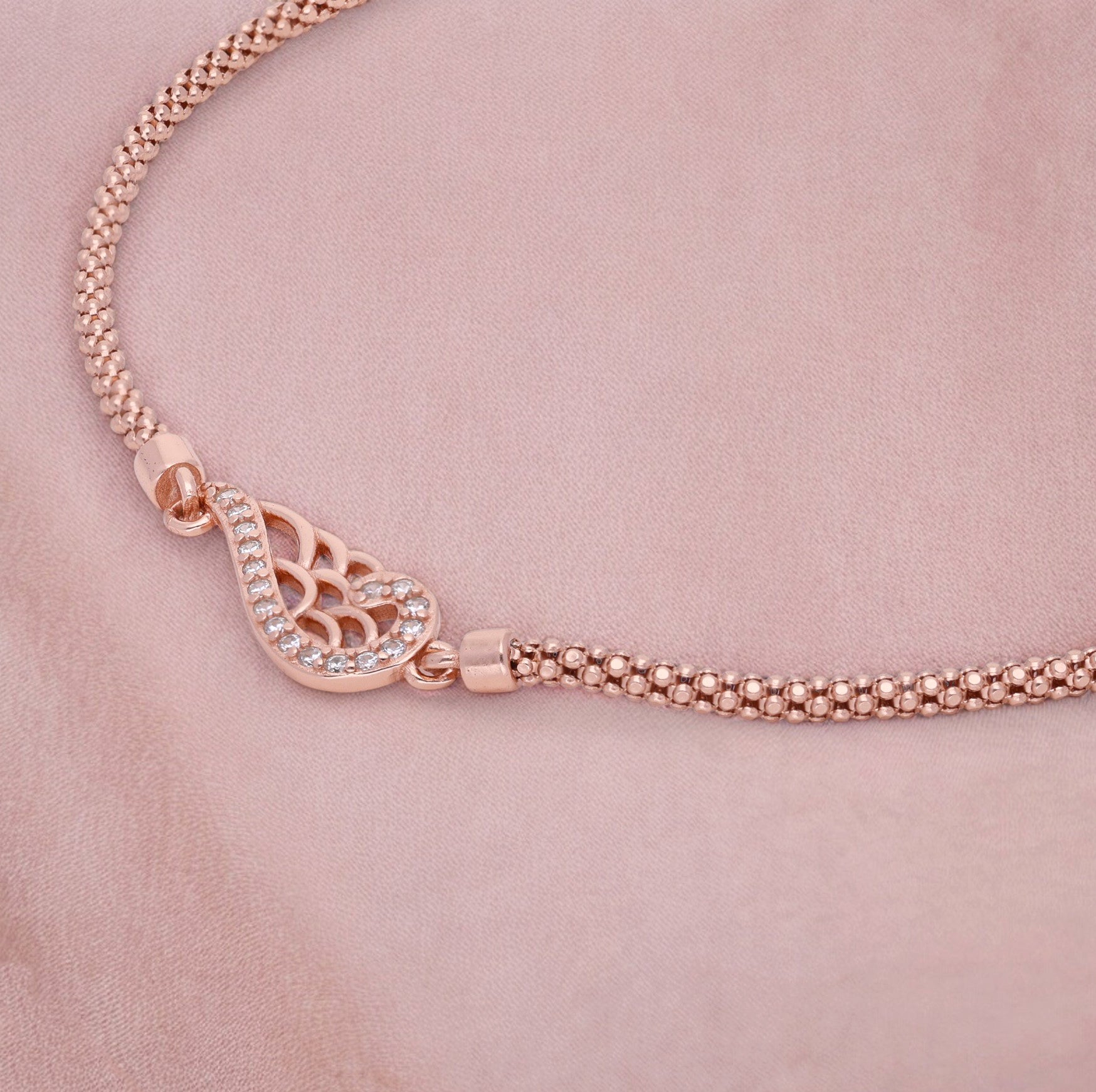 Rose Gold Filigree Heart Bracelet with Diamond Accents | SKU : 0003111703, 0003111666, 0003111659, 0003111642, 0003111710